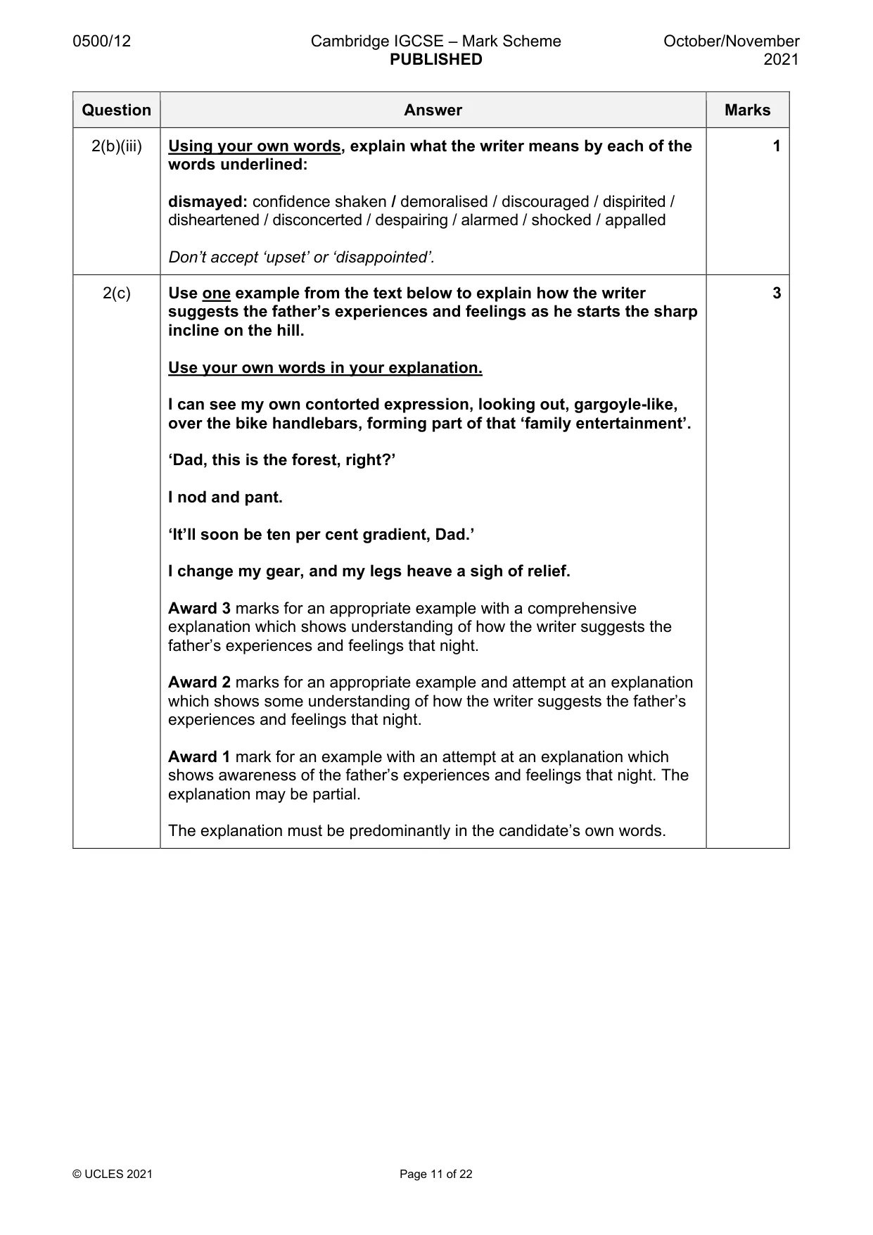 Mark scheme, page 11 of 22