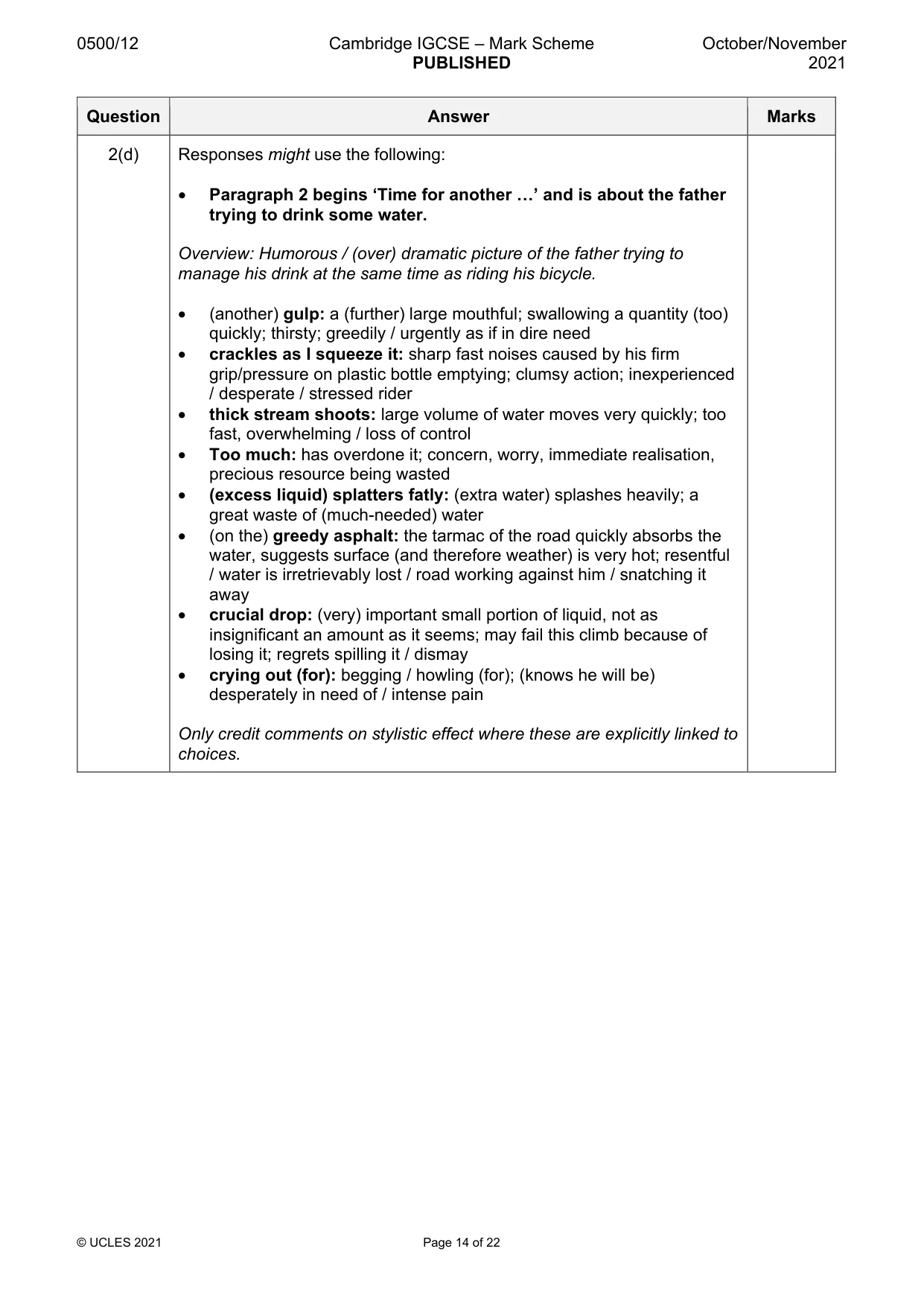 Mark scheme, page 14 of 22