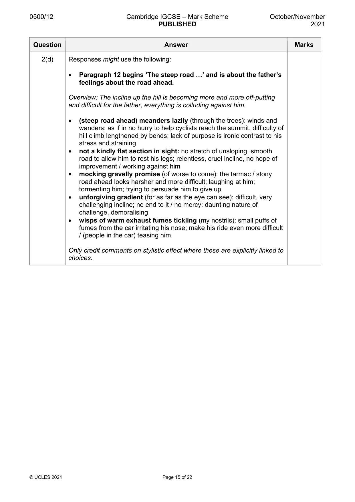 Mark scheme, page 15 of 22