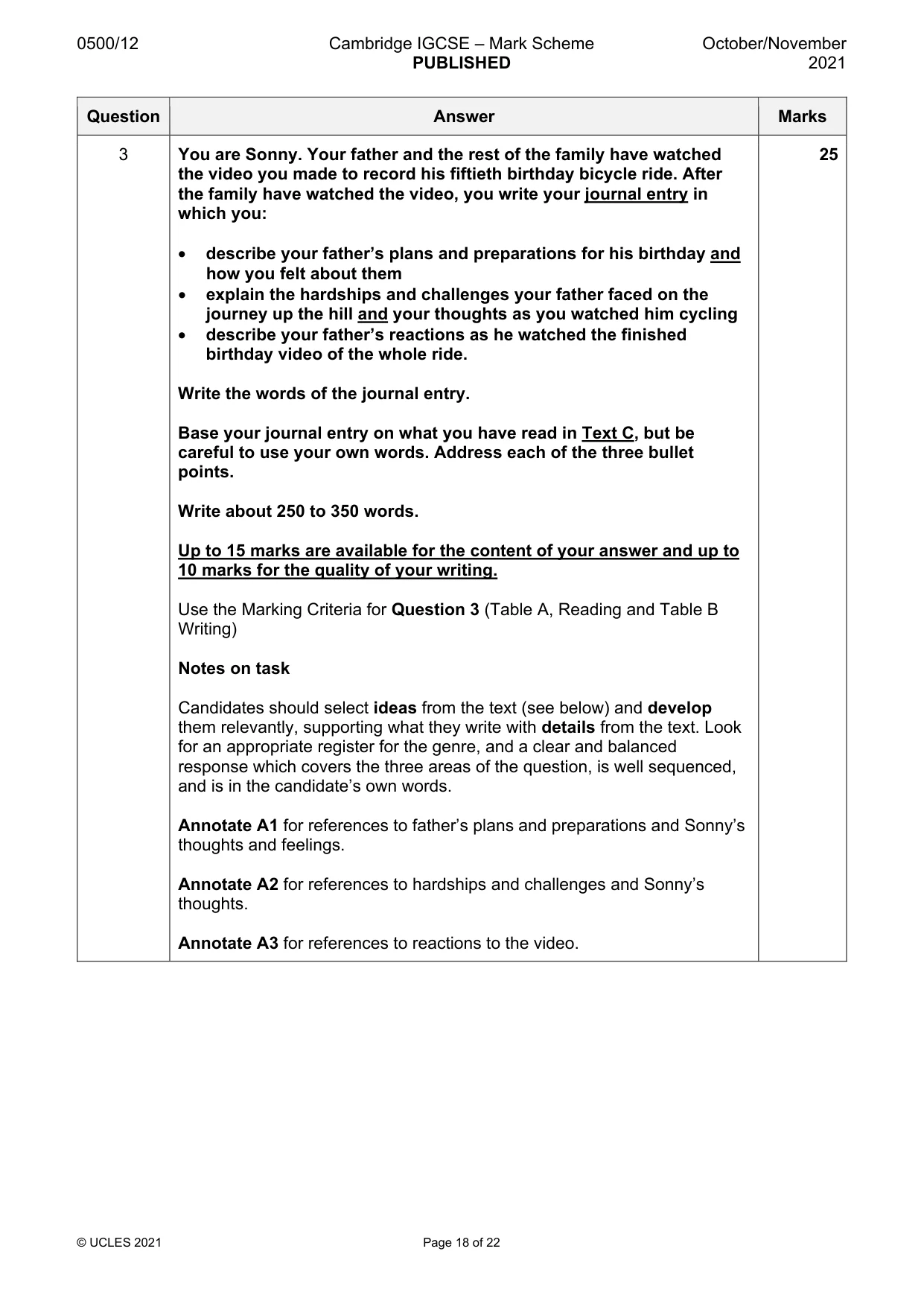 Mark scheme, page 18 of 22