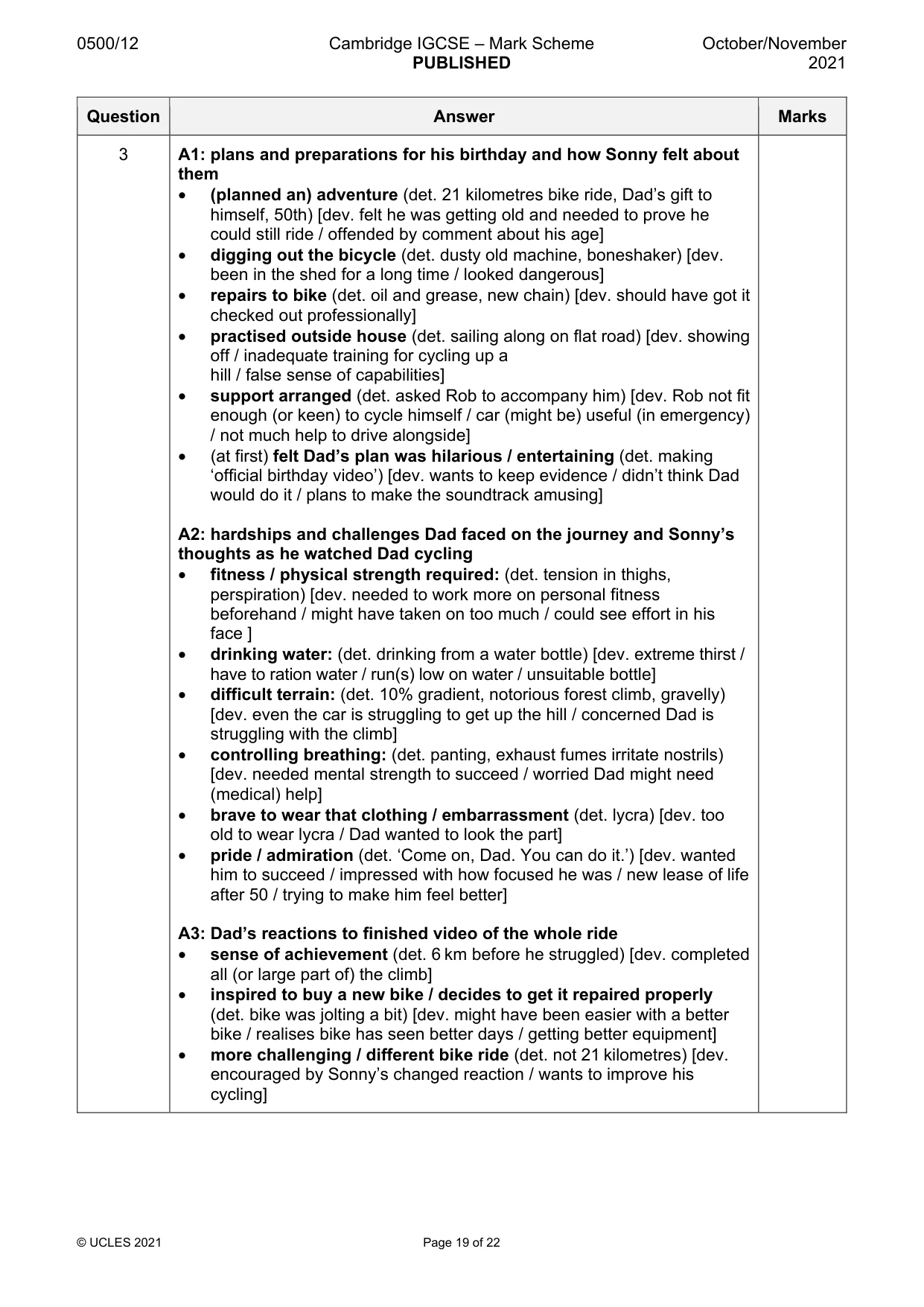 Mark scheme, page 19 of 22