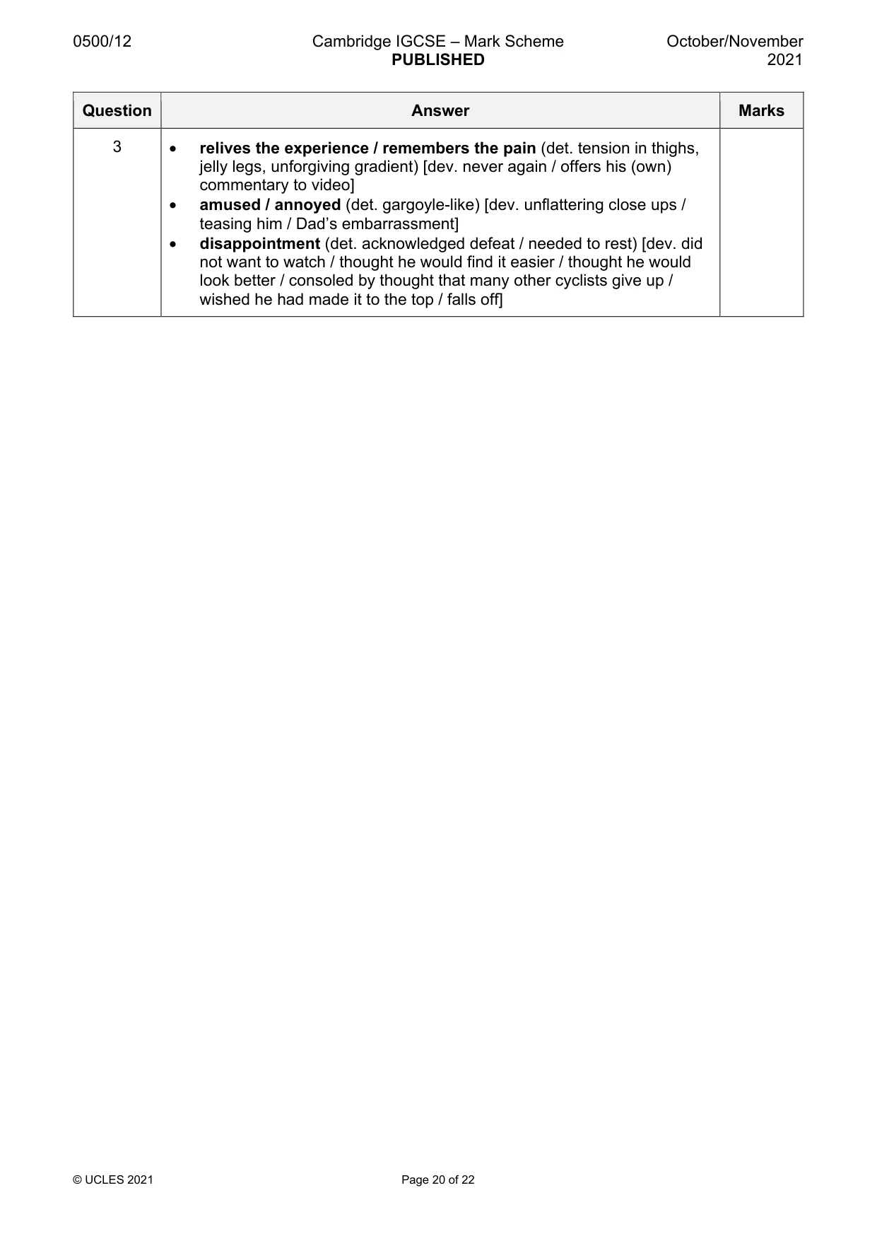 Mark scheme, page 20 of 22