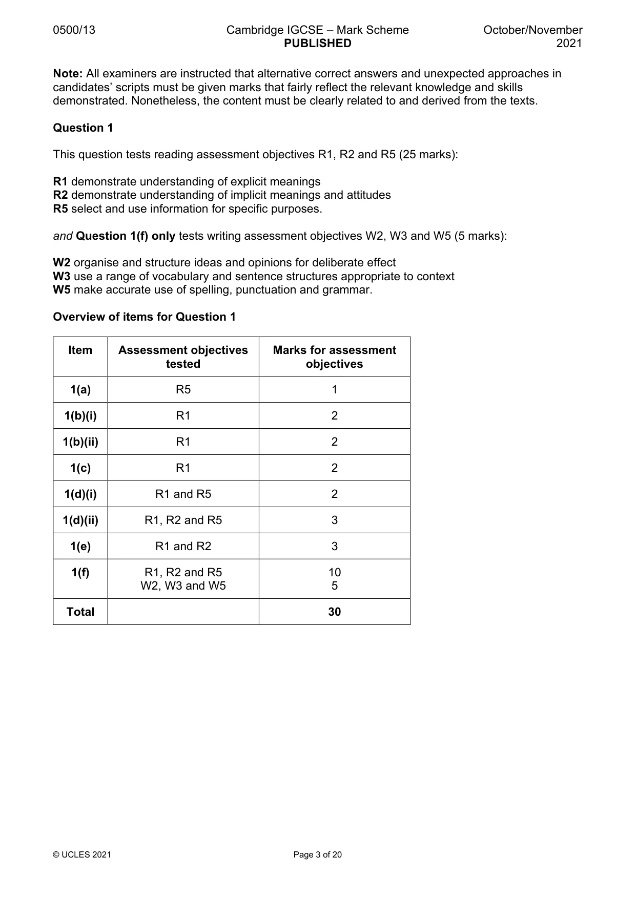 Mark scheme, page 3 of 20