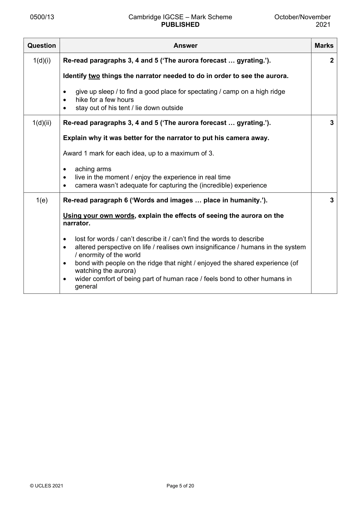 Mark scheme, page 5 of 20