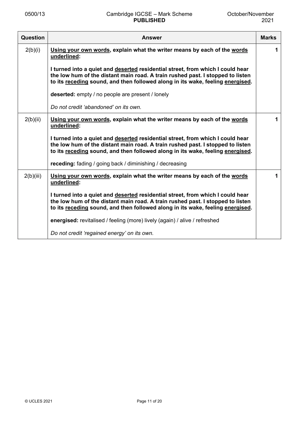 Mark scheme, page 11 of 20