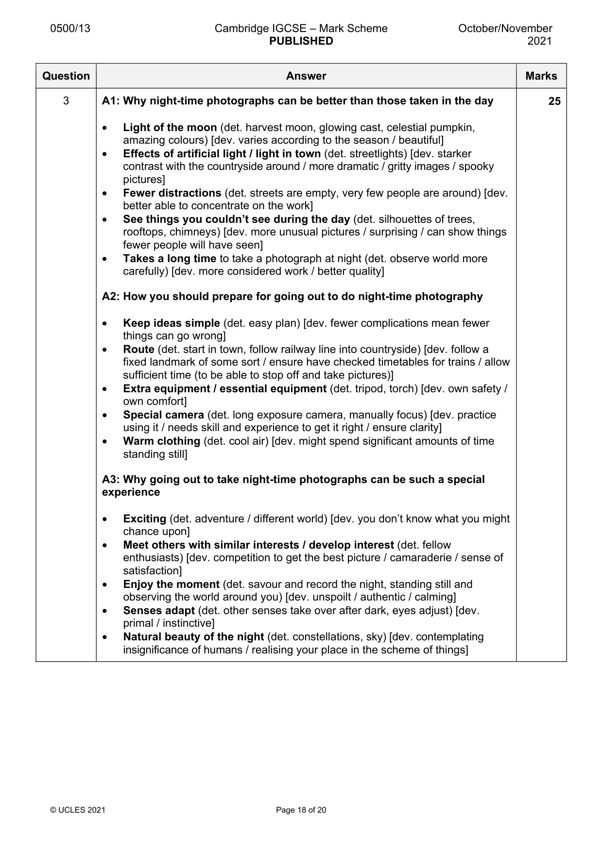 Mark scheme, page 18 of 20