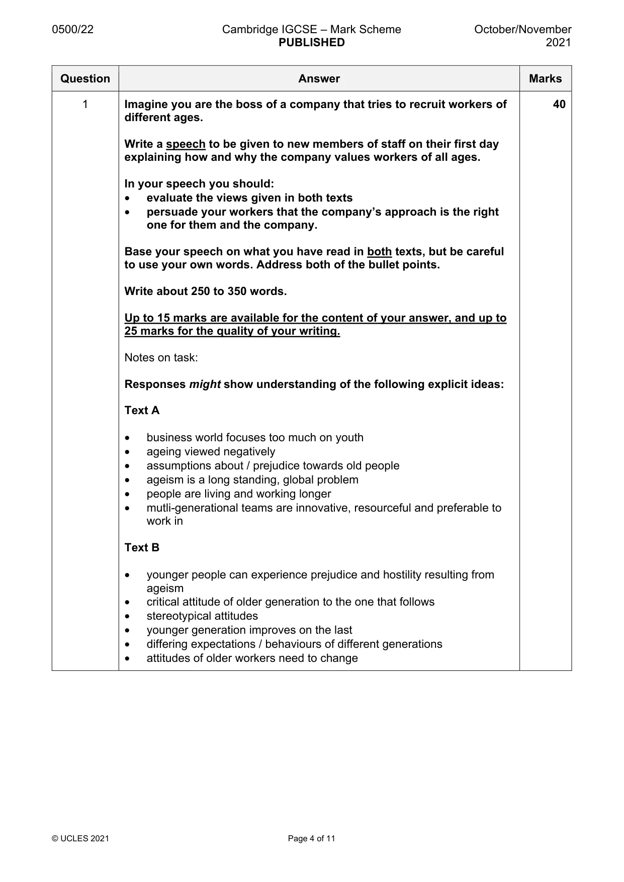 Mark scheme, page 4 of 11