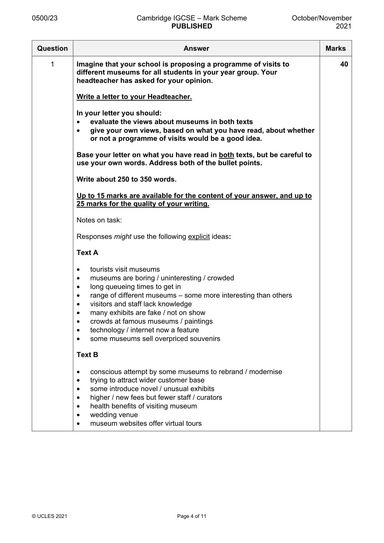 Mark scheme, page 4 of 11