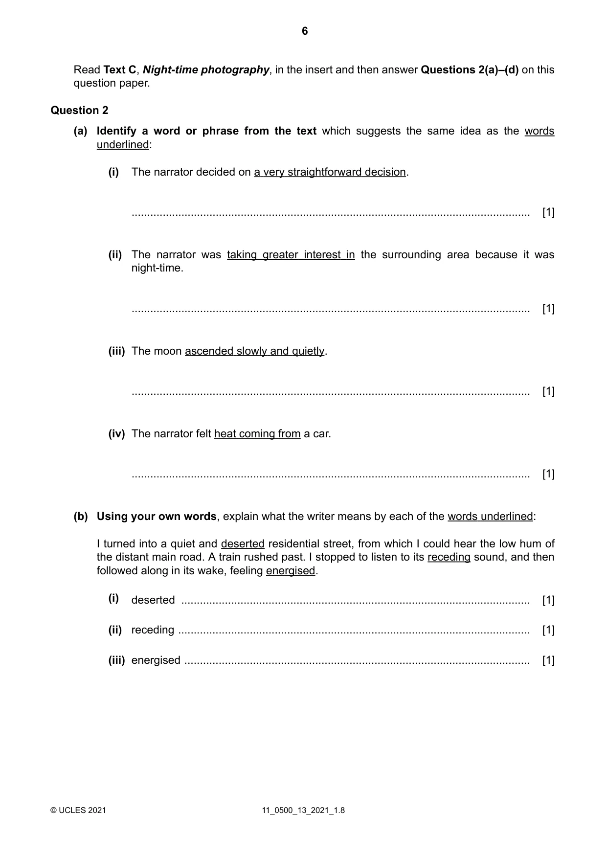 Cambridge IGCSE English - First Language 0500 2021 Oct/Nov Paper 1 · Variant 3 question paper, page 6 of 16