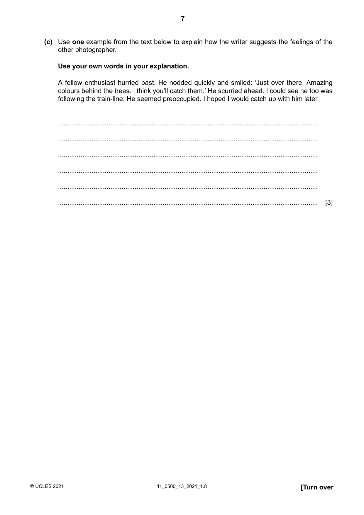 Cambridge IGCSE English - First Language 0500 2021 Oct/Nov Paper 1 · Variant 3 question paper, page 7 of 16