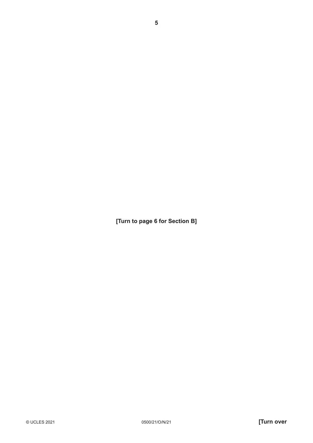 Cambridge IGCSE English - First Language 0500 2021 Oct/Nov Paper 2 · Variant 1 question paper, page 5 of 12