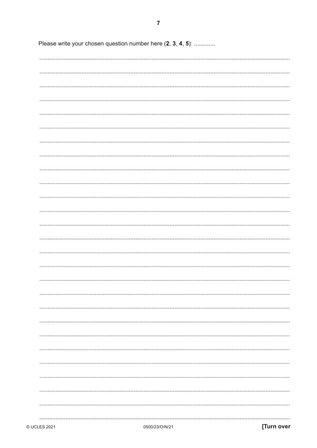 Cambridge IGCSE English - First Language 0500 2021 Oct/Nov Paper 2 · Variant 3 question paper, page 7 of 12