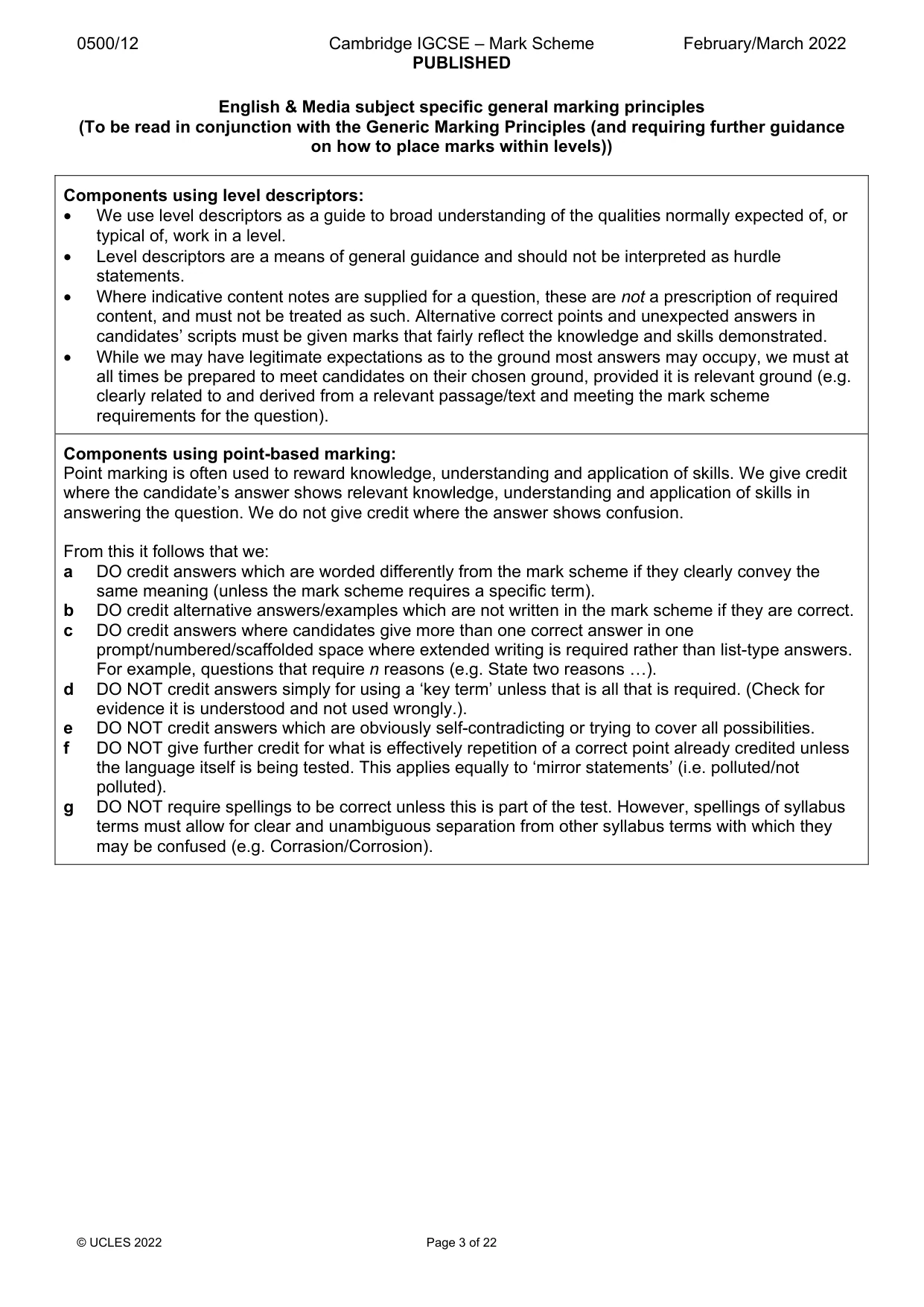 Mark scheme, page 3 of 22