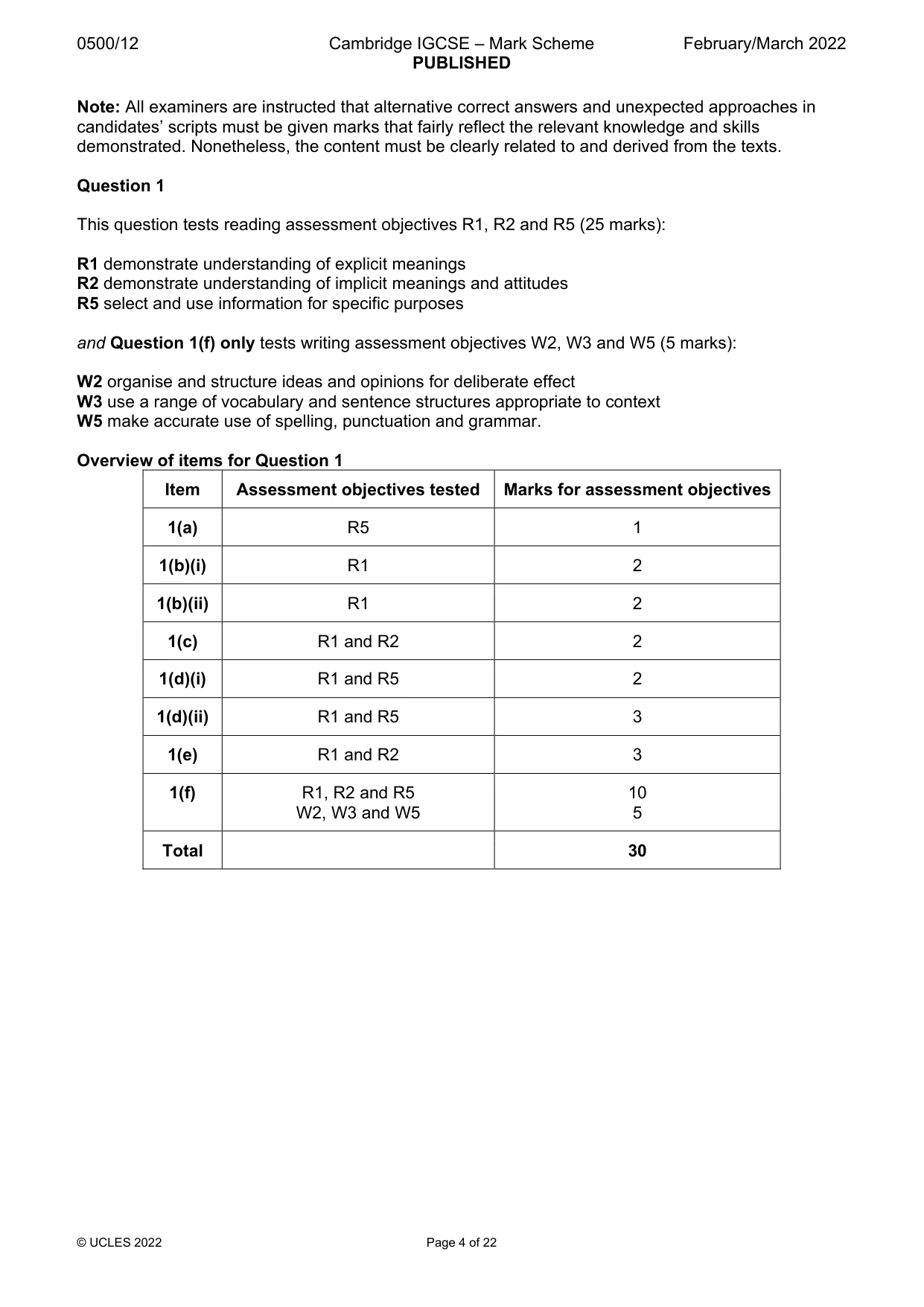 Mark scheme, page 4 of 22
