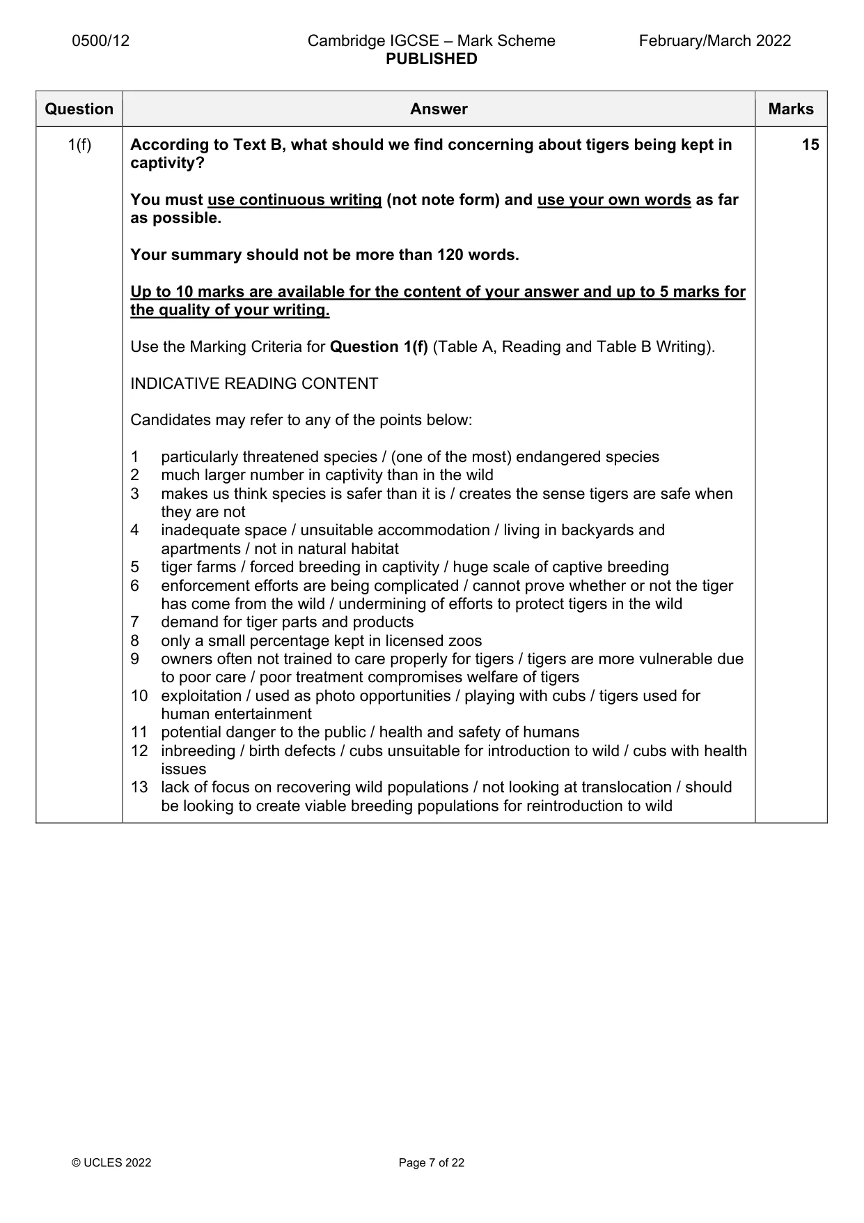 Mark scheme, page 7 of 22