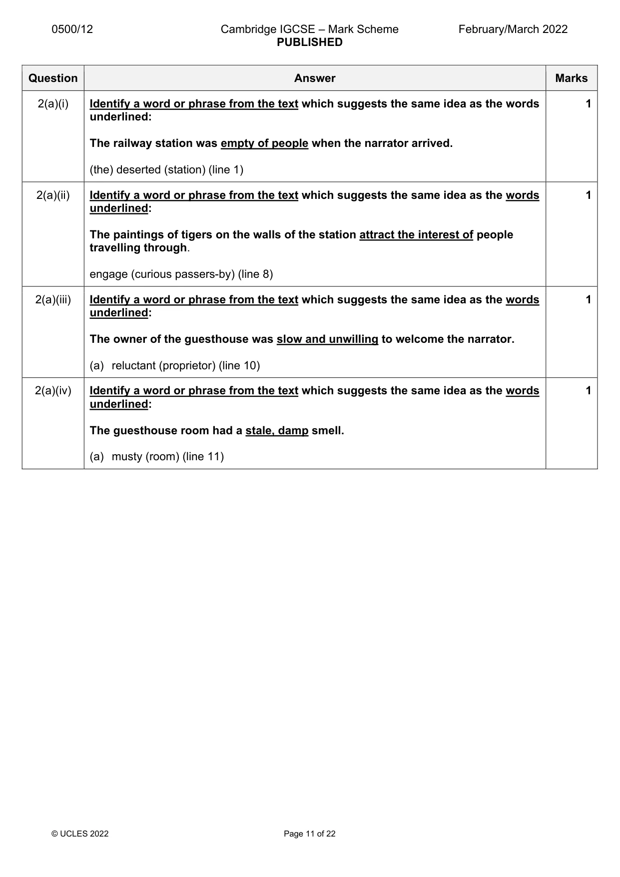 Mark scheme, page 11 of 22