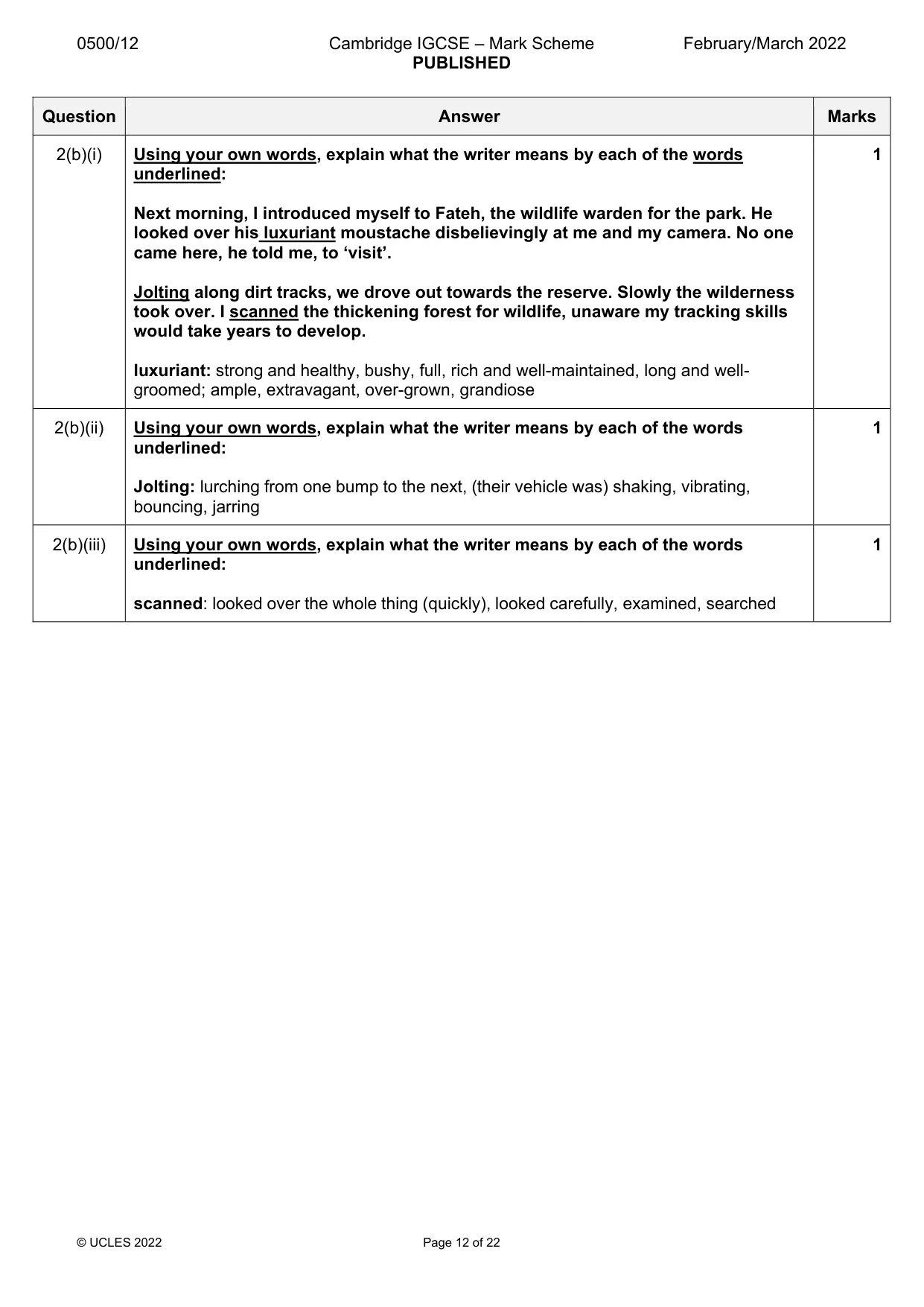 Mark scheme, page 12 of 22