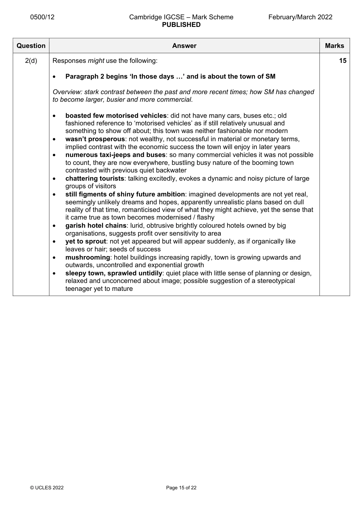 Mark scheme, page 15 of 22