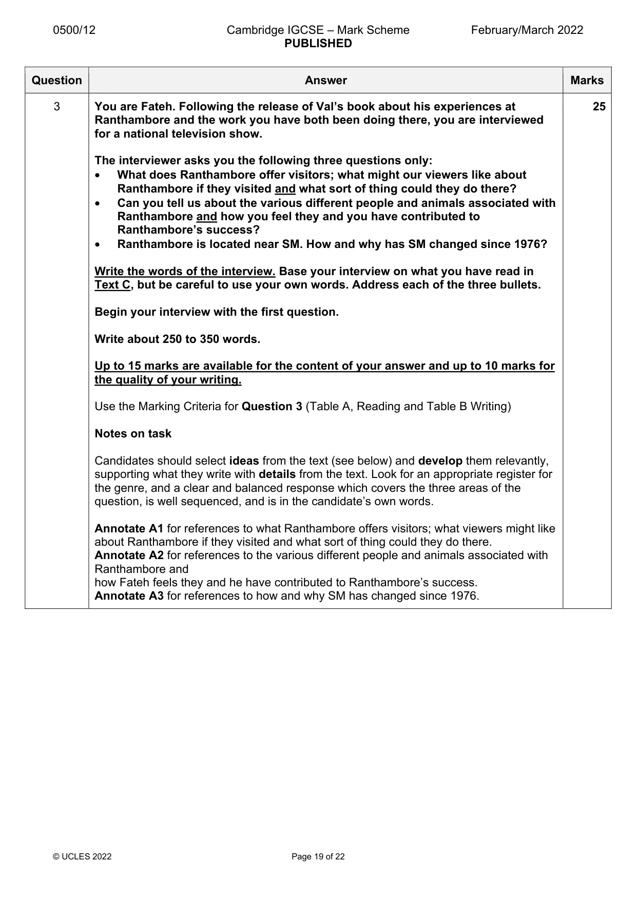 Mark scheme, page 19 of 22