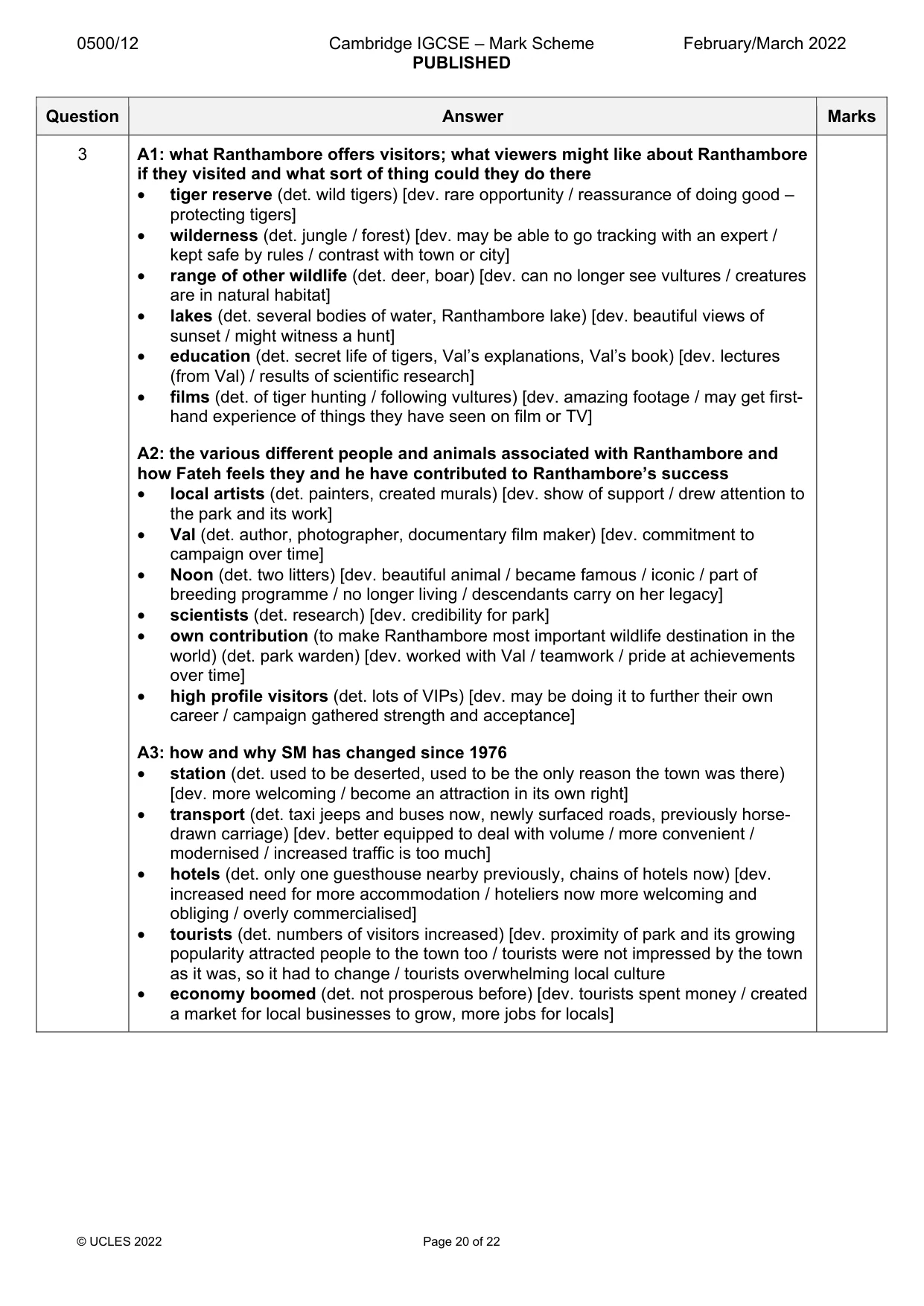 Mark scheme, page 20 of 22