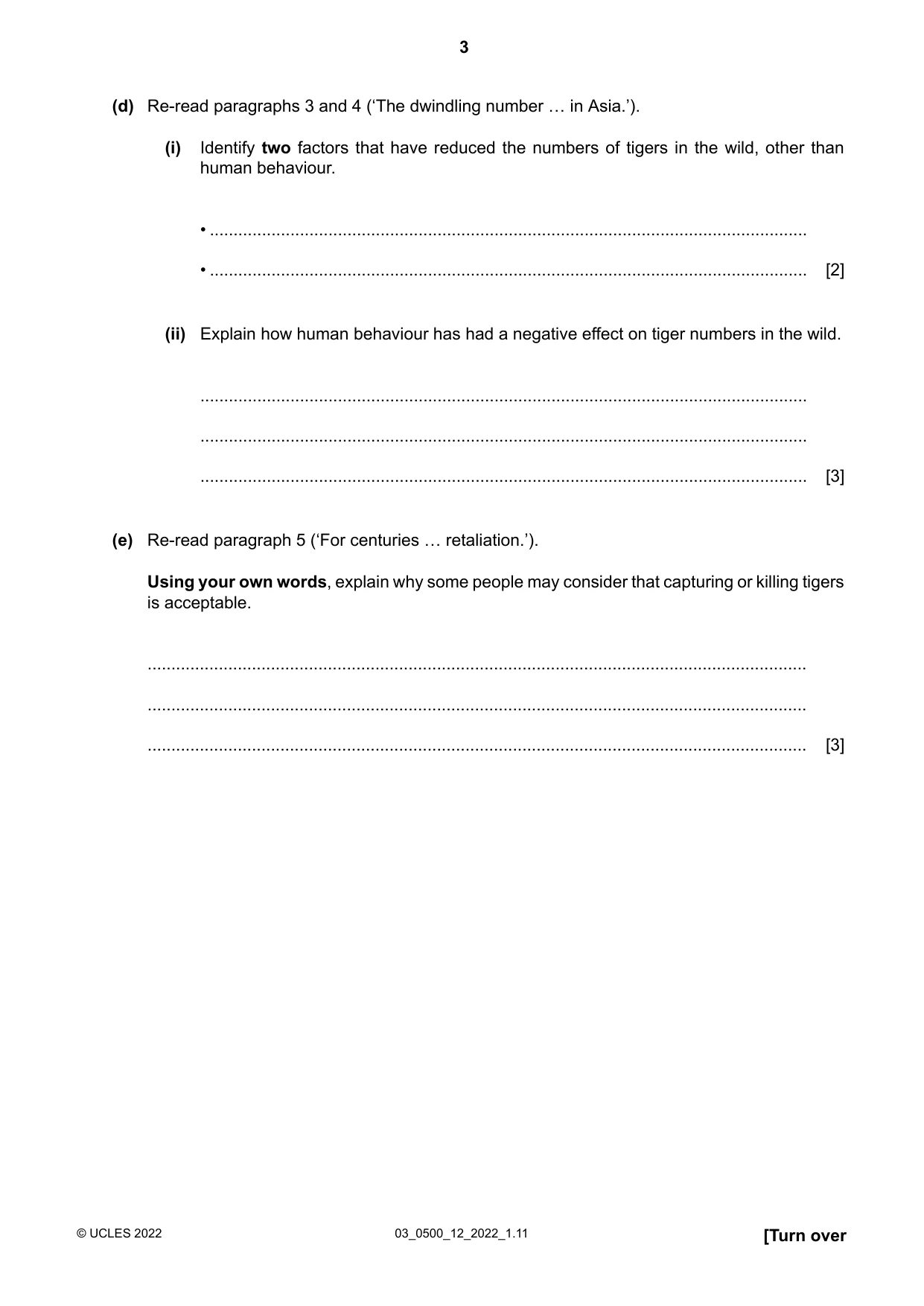Cambridge IGCSE English - First Language 0500 2022 Feb/March Paper 1 · Variant 2 question paper, page 3 of 16