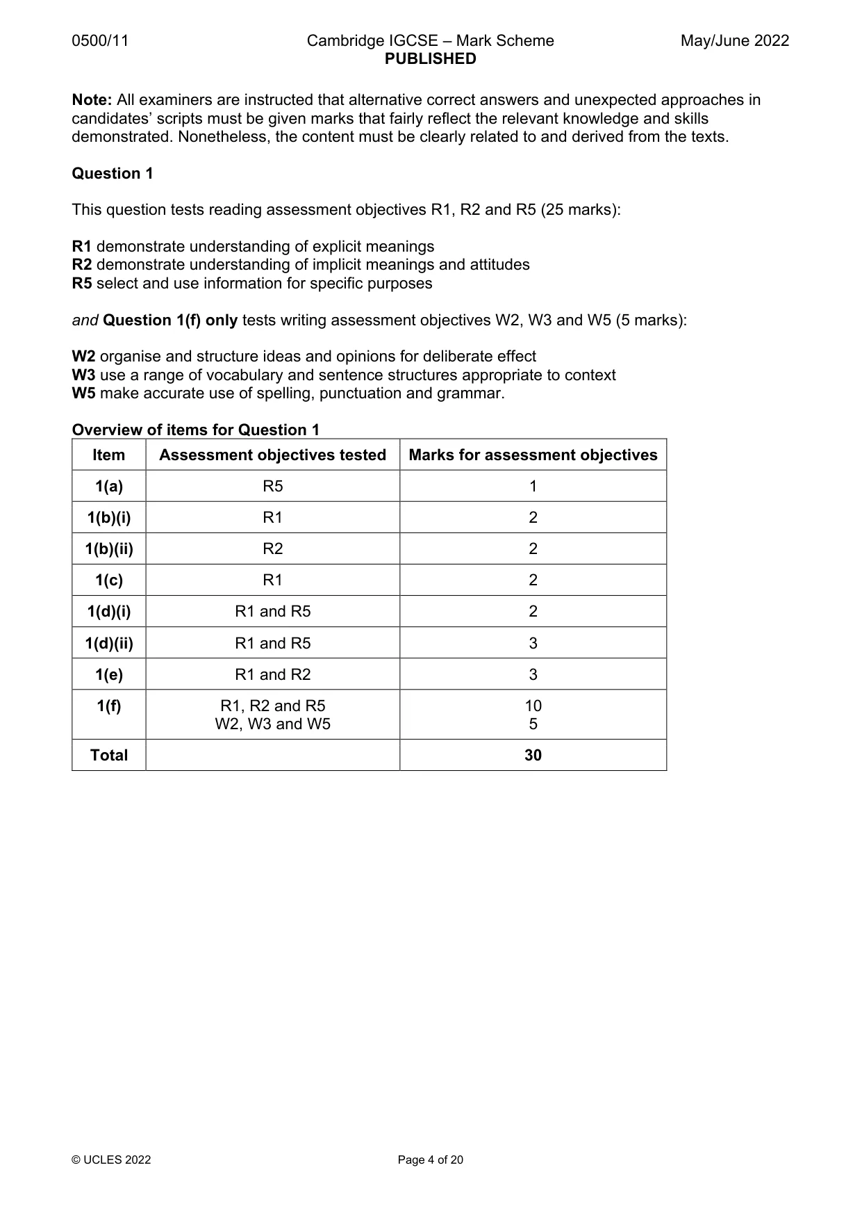 Mark scheme, page 4 of 20