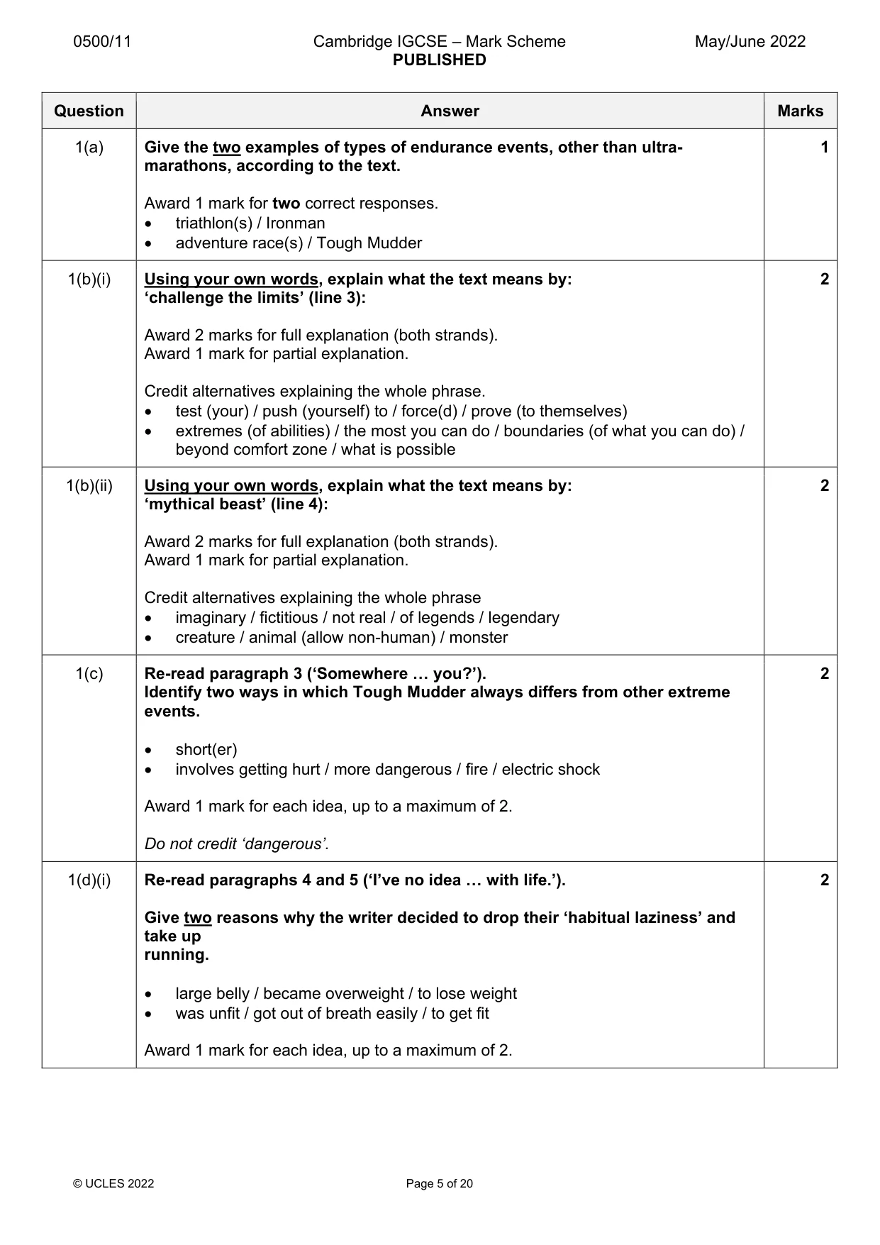 Mark scheme, page 5 of 20