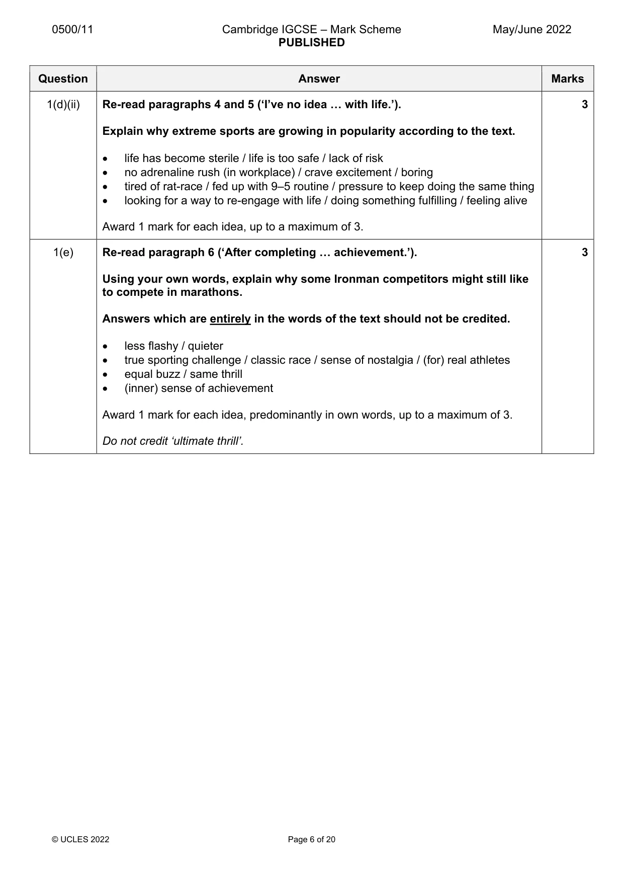 Mark scheme, page 6 of 20