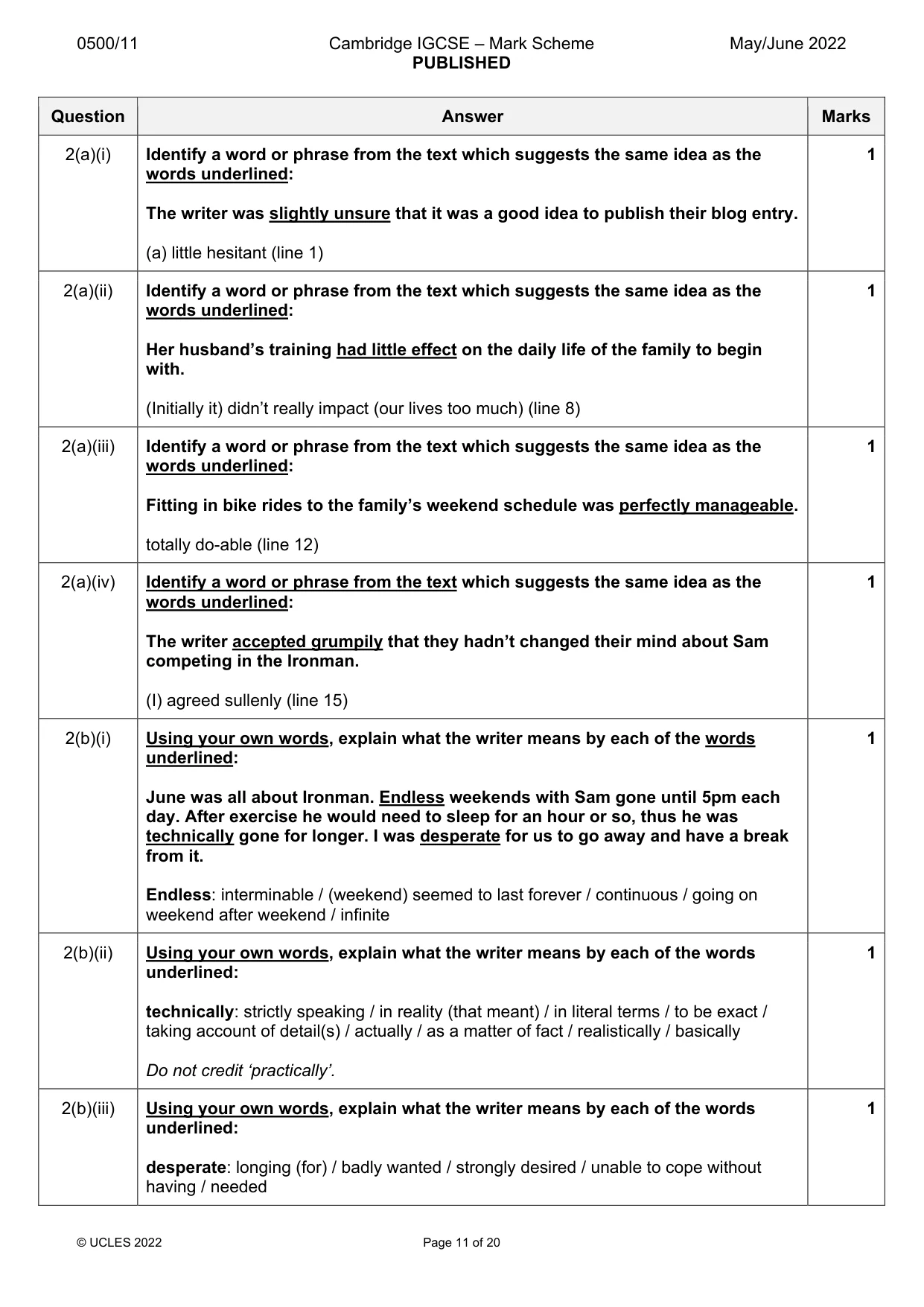 Mark scheme, page 11 of 20