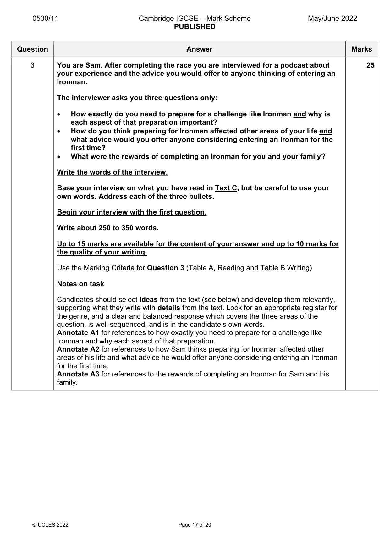 Mark scheme, page 17 of 20