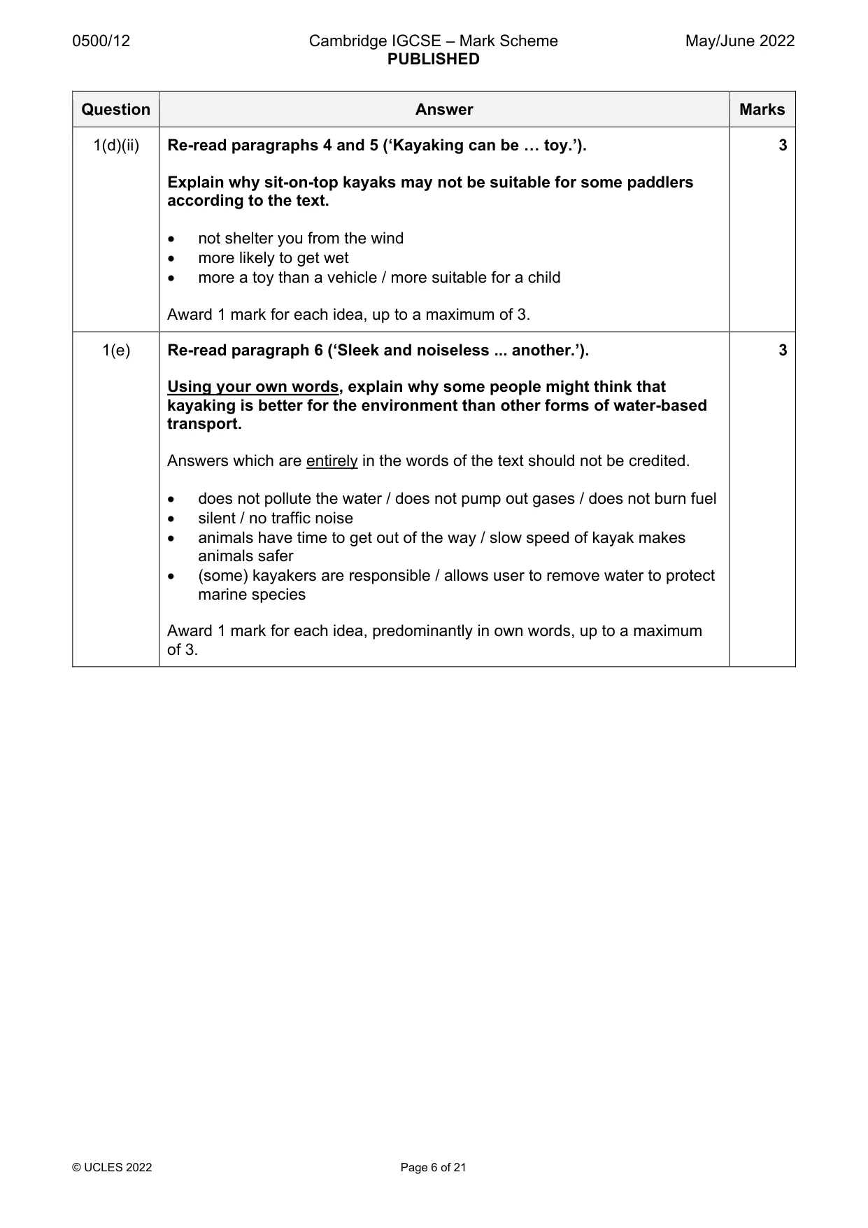 Mark scheme, page 6 of 21
