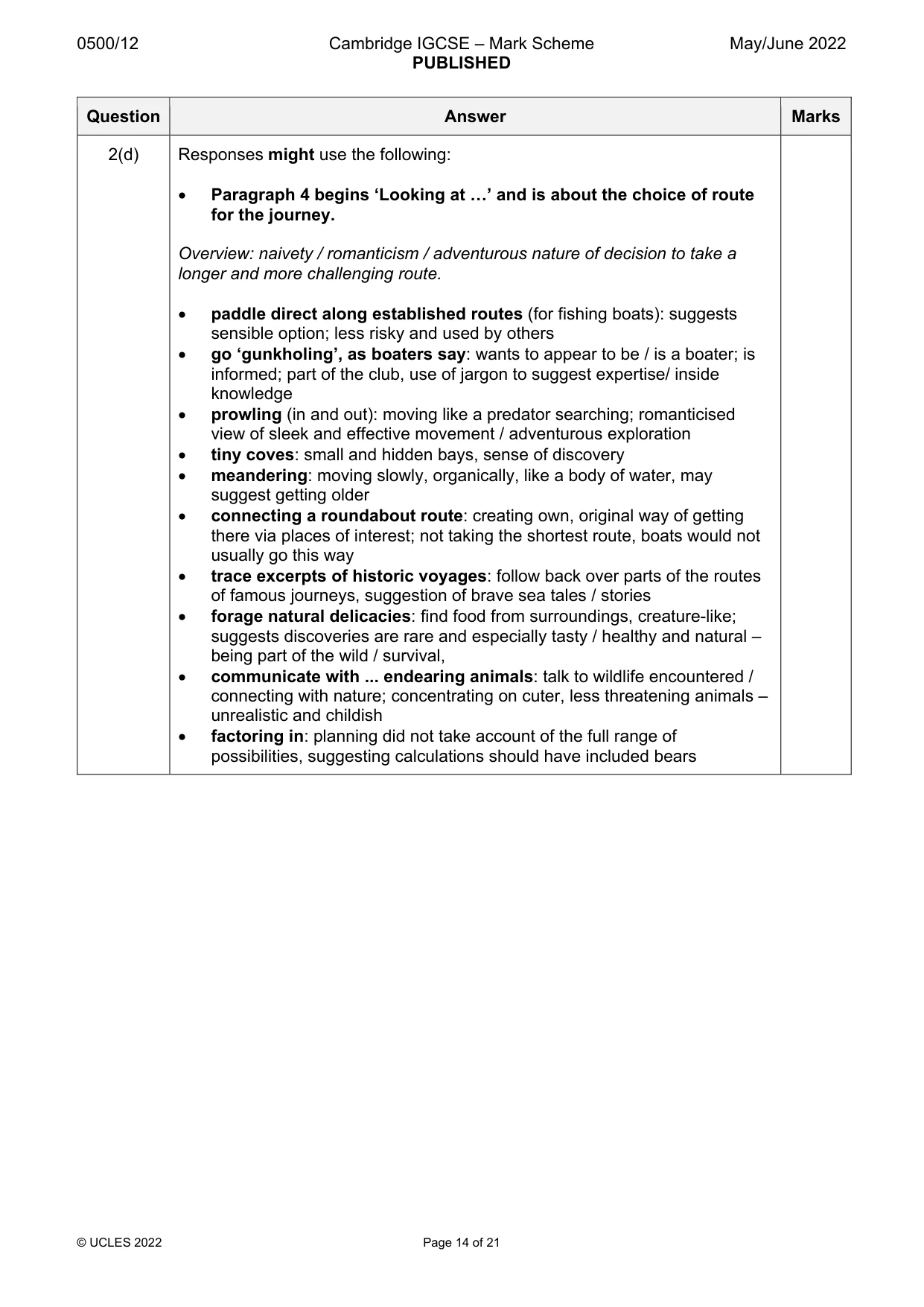Mark scheme, page 14 of 21