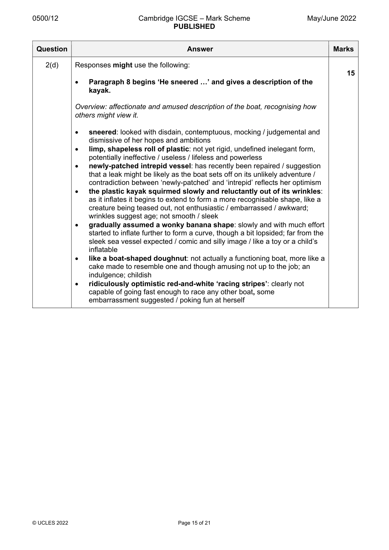 Mark scheme, page 15 of 21