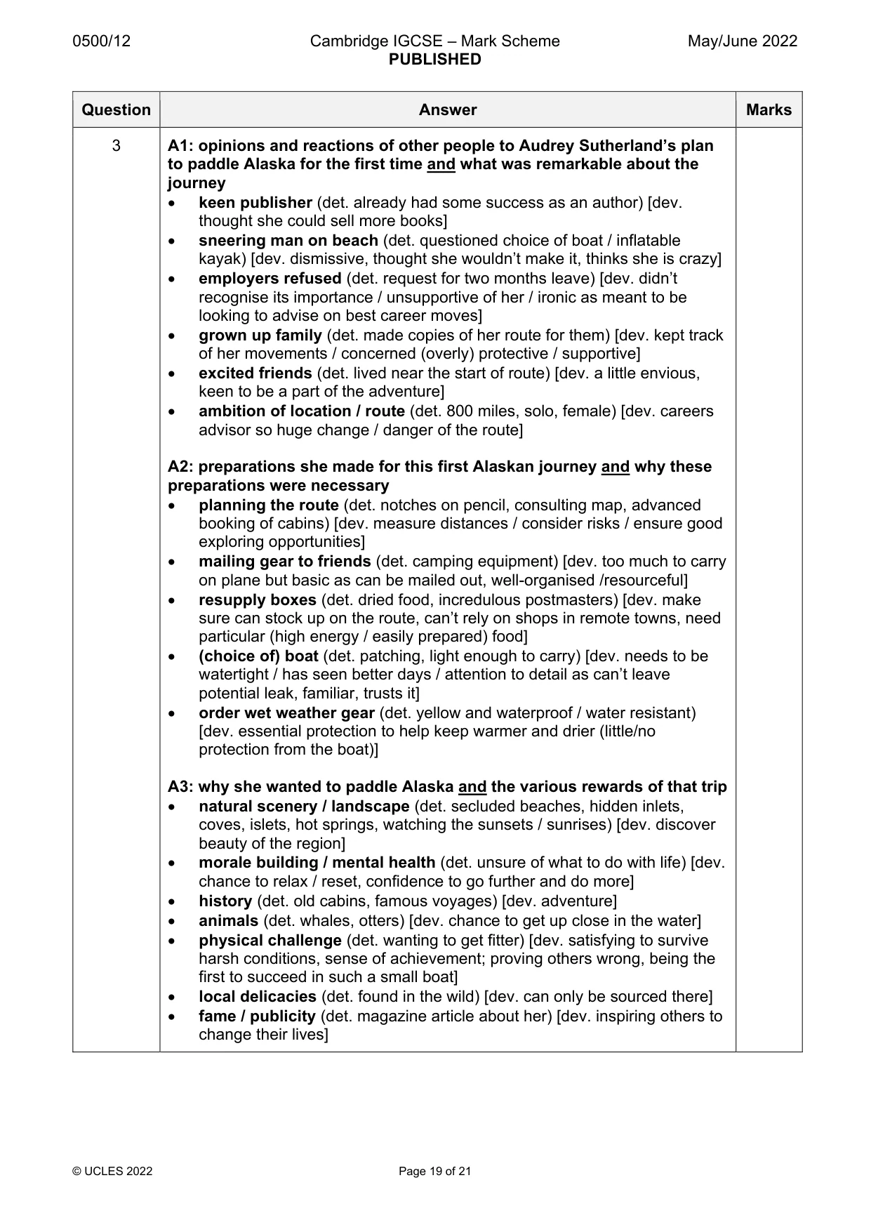 Mark scheme, page 19 of 21