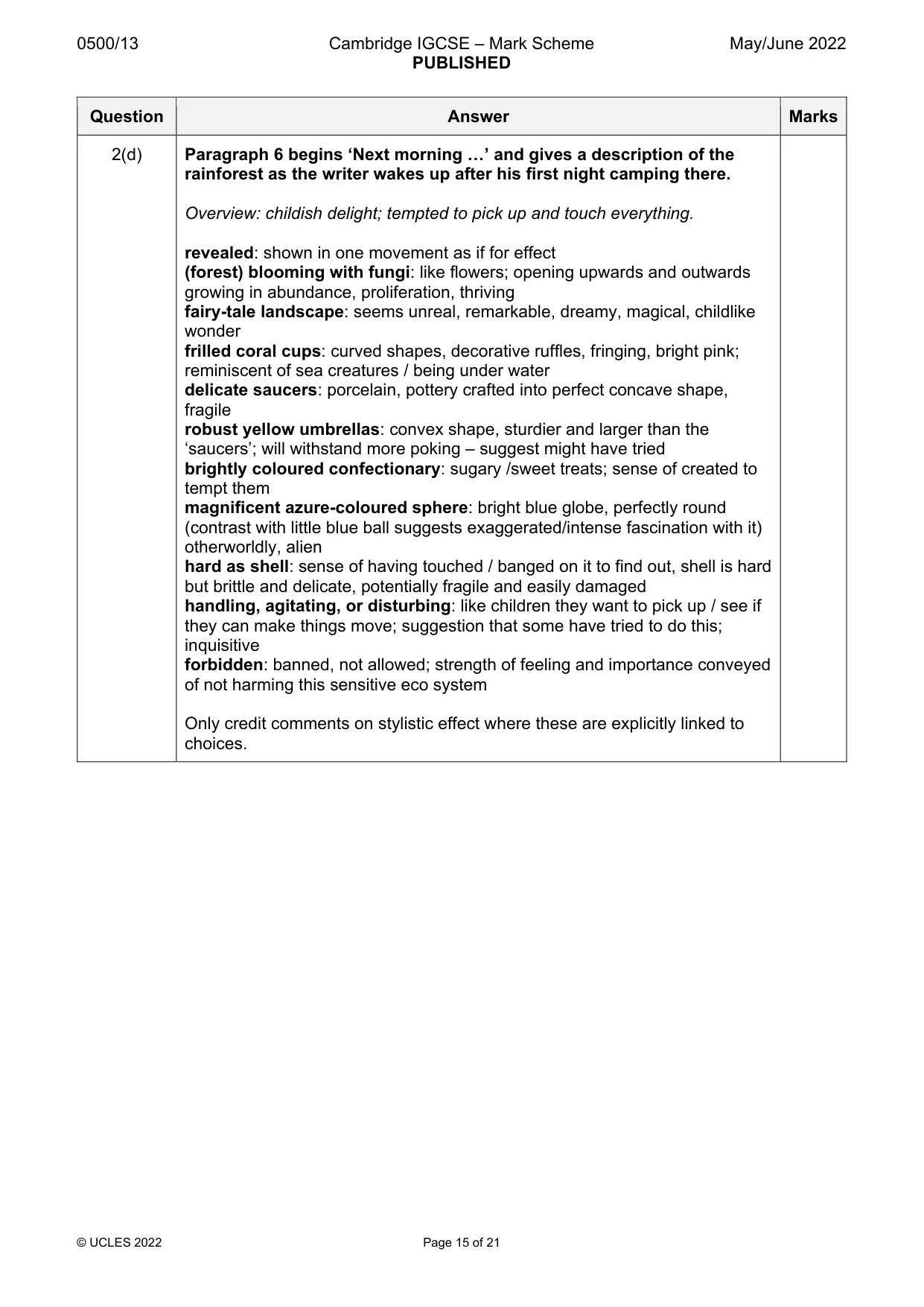 Mark scheme, page 15 of 21