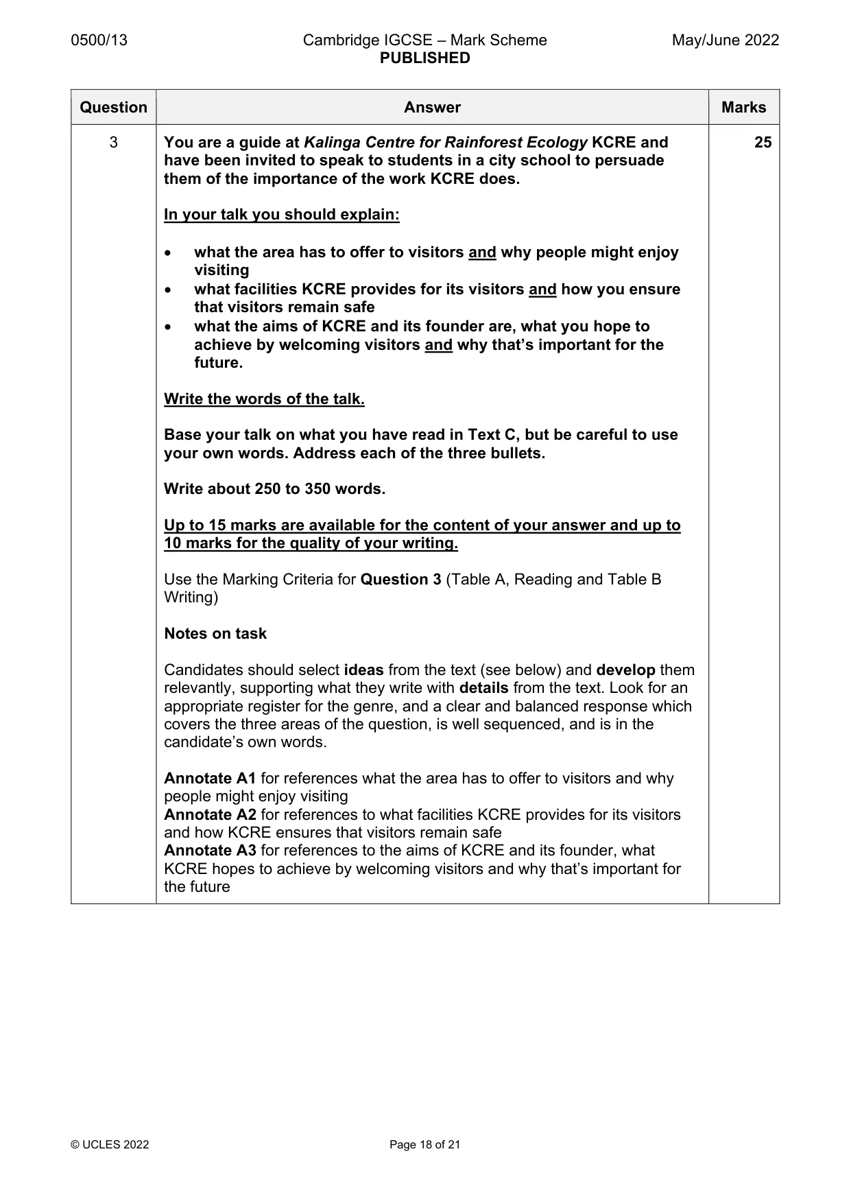 Mark scheme, page 18 of 21