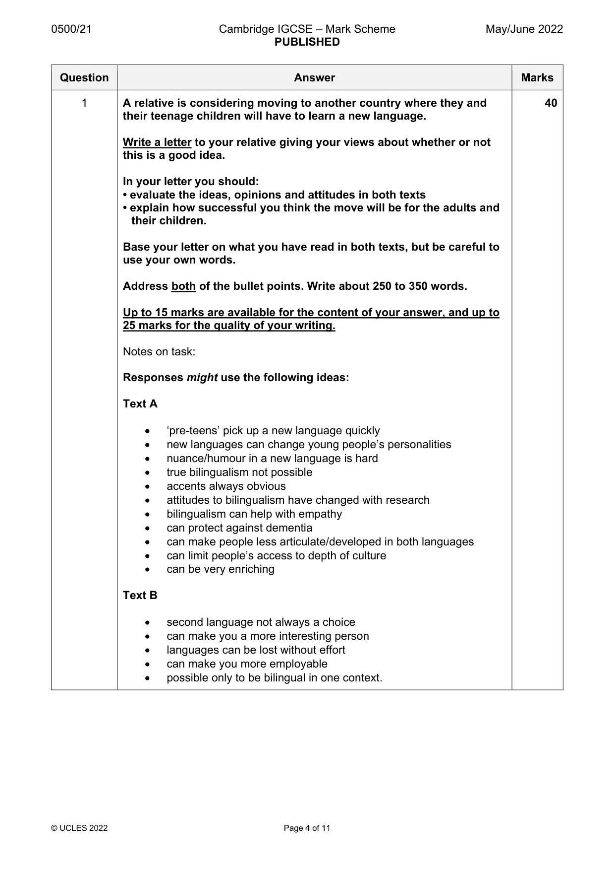 Mark scheme, page 4 of 11