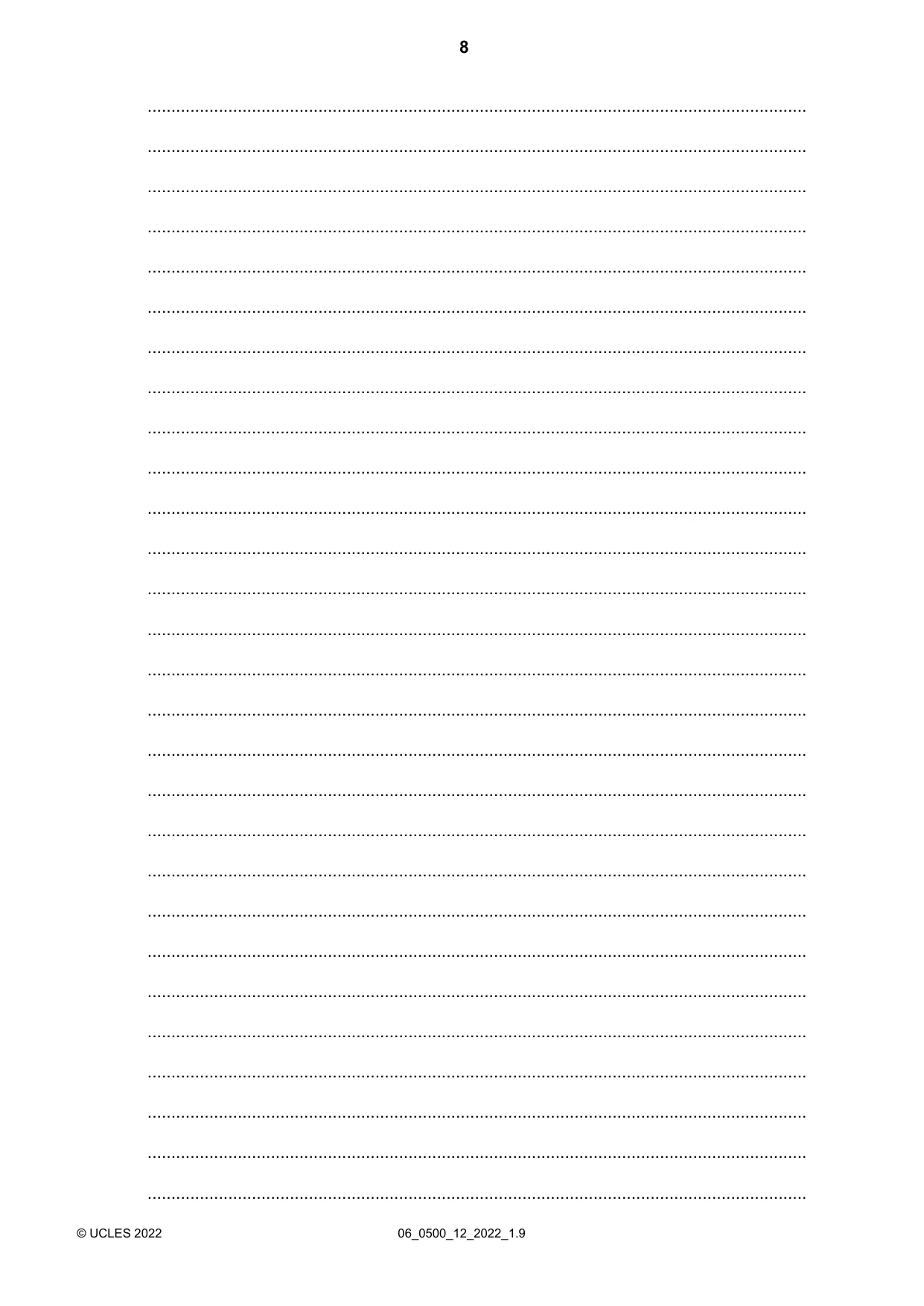 Cambridge IGCSE English - First Language 0500 2022 May/June Paper 1 · Variant 2 question paper, page 8 of 16