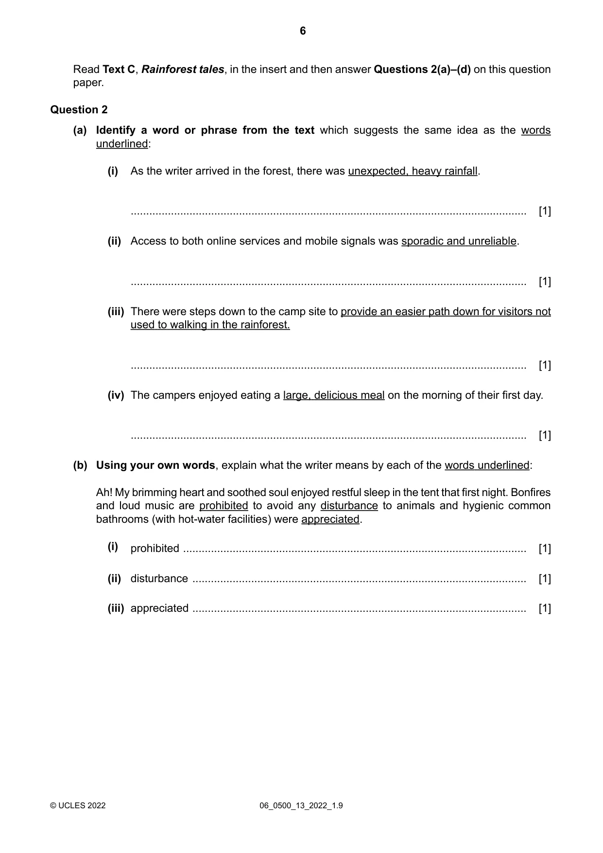 Cambridge IGCSE English - First Language 0500 2022 May/June Paper 1 · Variant 3 question paper, page 6 of 16