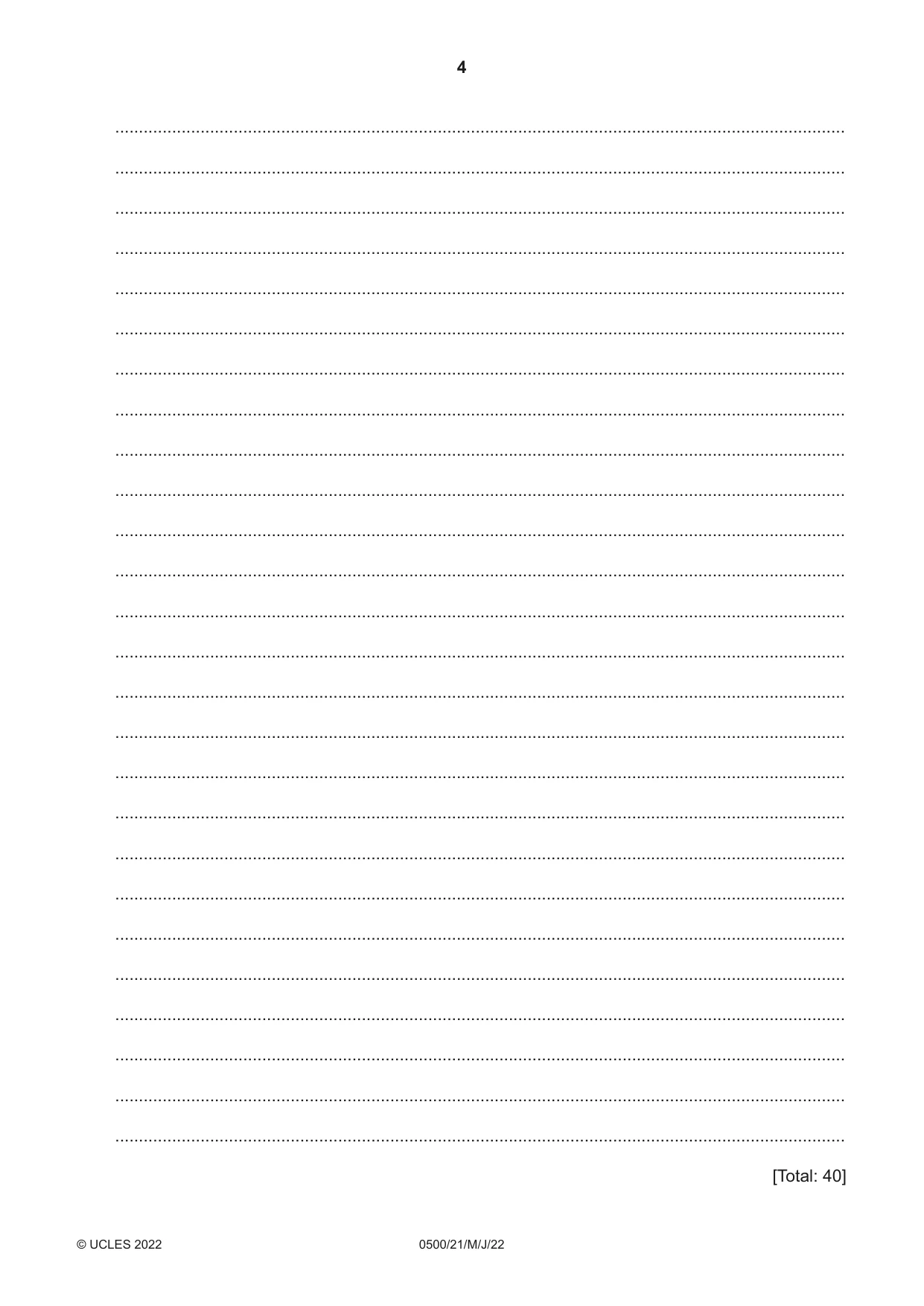 Cambridge IGCSE English - First Language 0500 2022 May/June Paper 2 · Variant 1 question paper, page 4 of 12