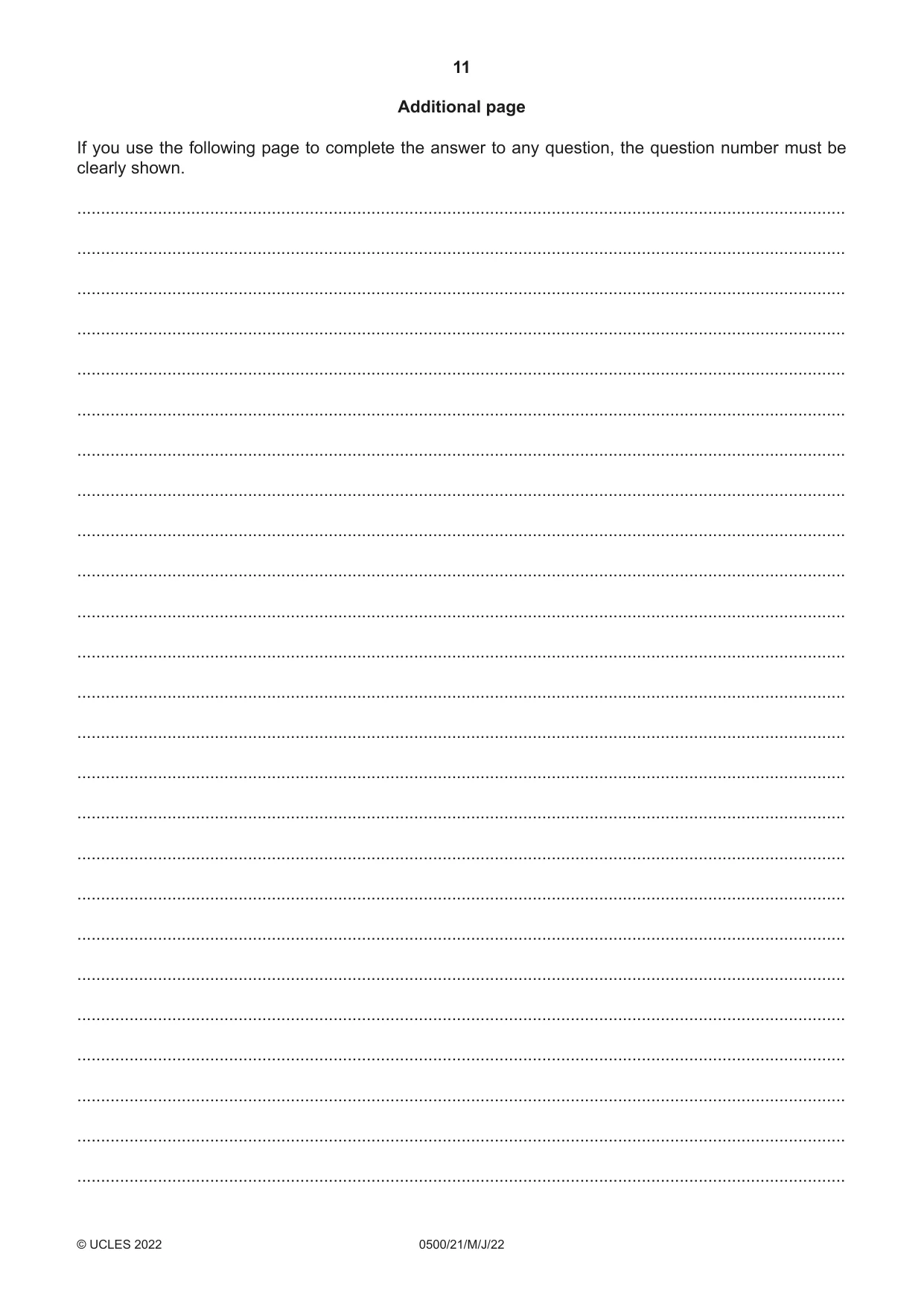 Cambridge IGCSE English - First Language 0500 2022 May/June Paper 2 · Variant 1 question paper, page 11 of 12