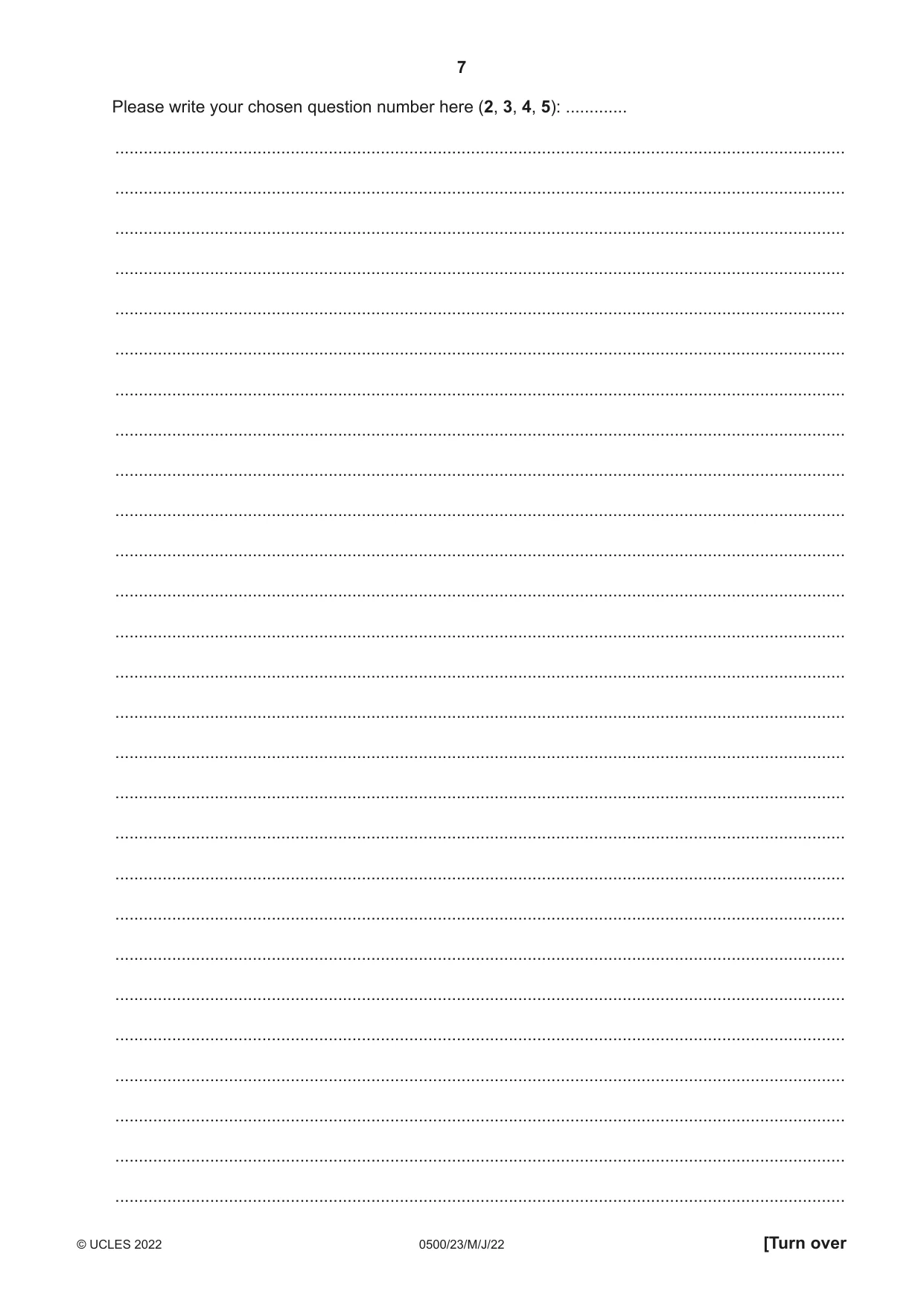Cambridge IGCSE English - First Language 0500 2022 May/June Paper 2 · Variant 3 question paper, page 7 of 12