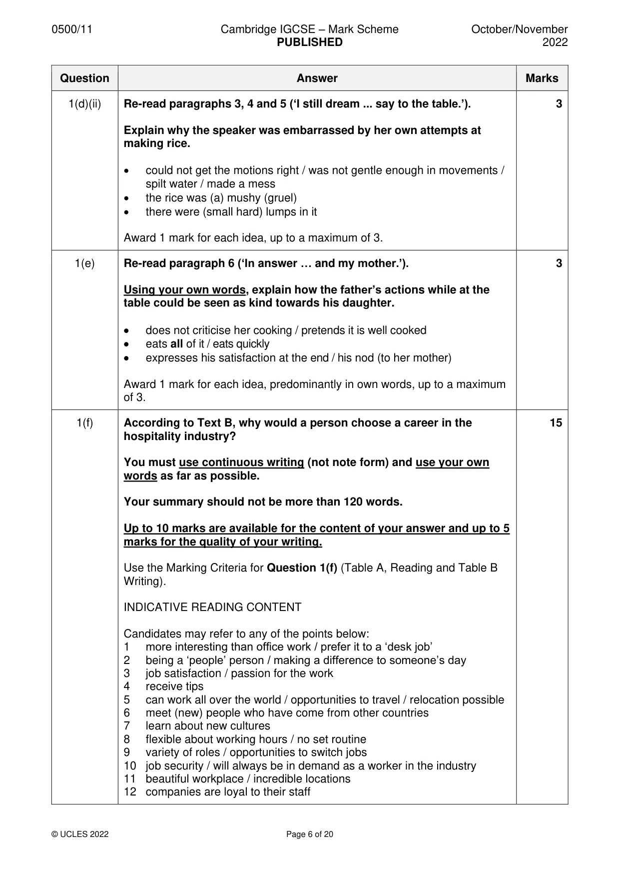 Mark scheme, page 6 of 20