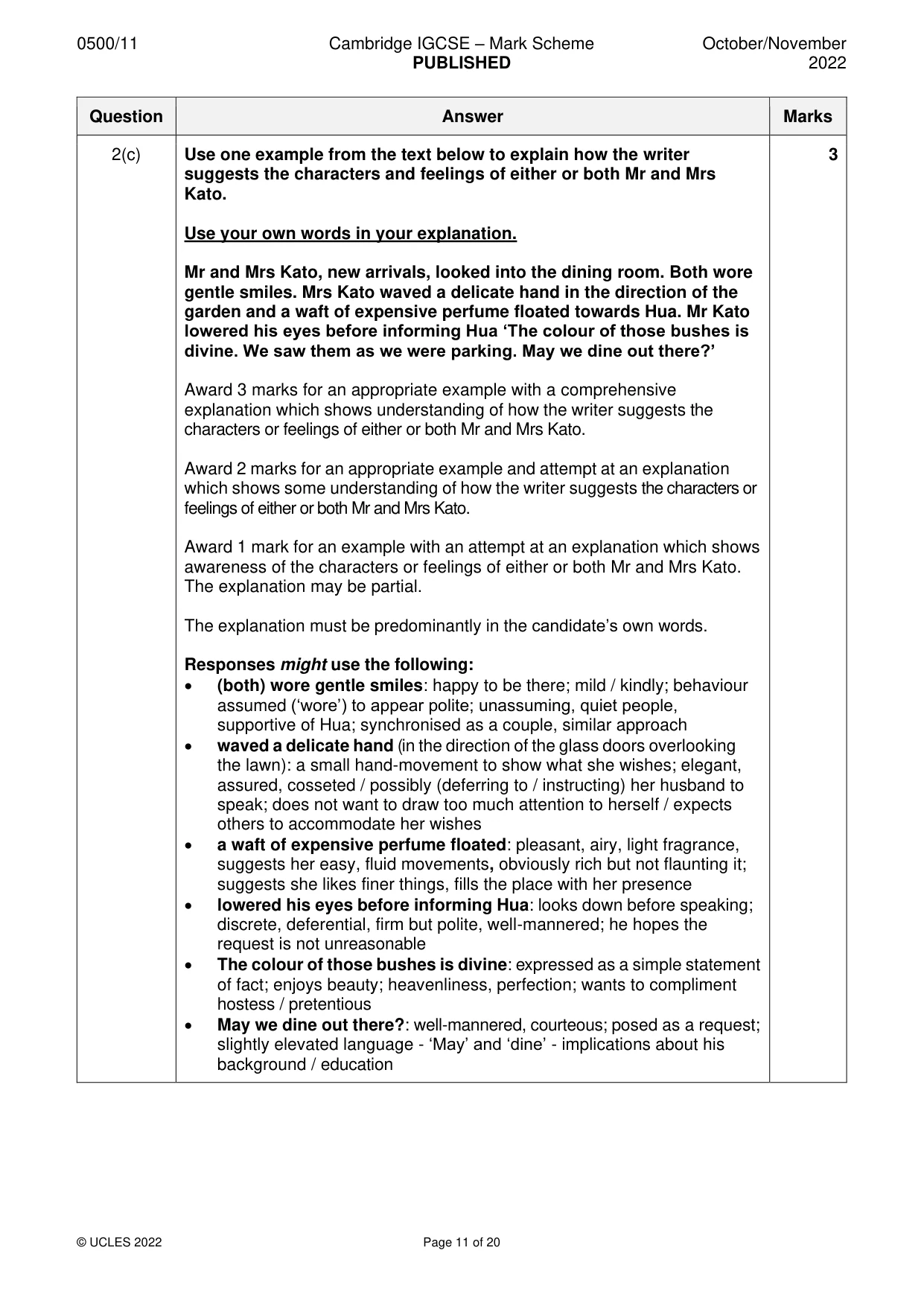 Mark scheme, page 11 of 20