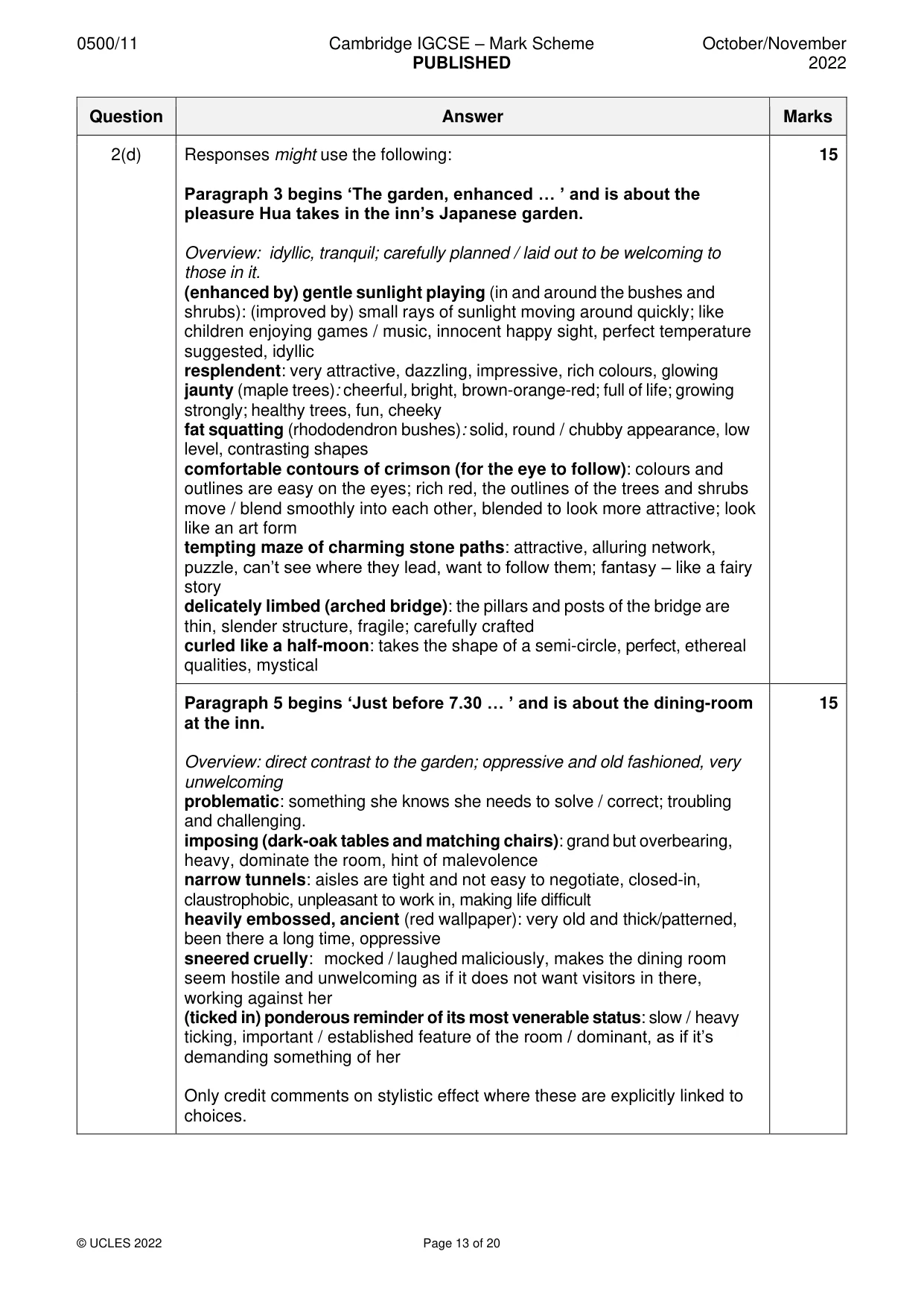 Mark scheme, page 13 of 20