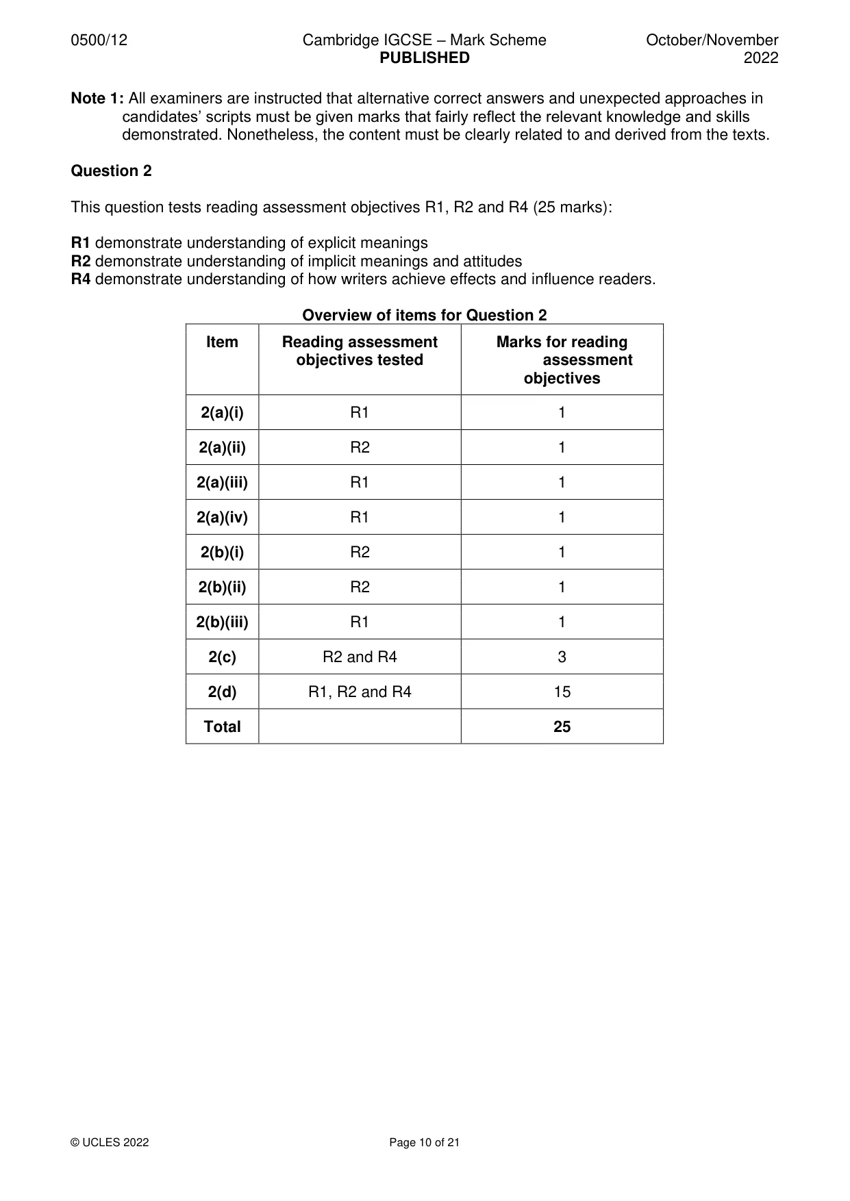 Mark scheme, page 10 of 21