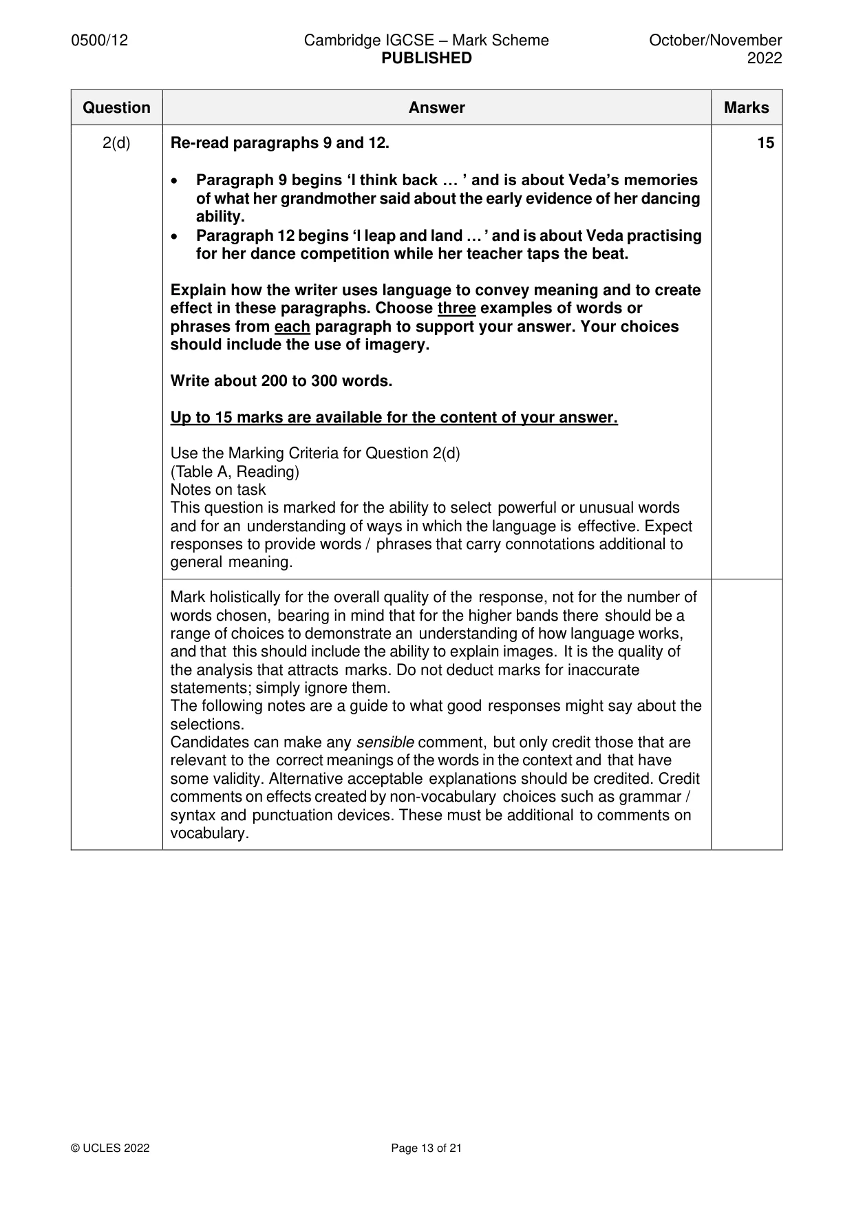 Mark scheme, page 13 of 21