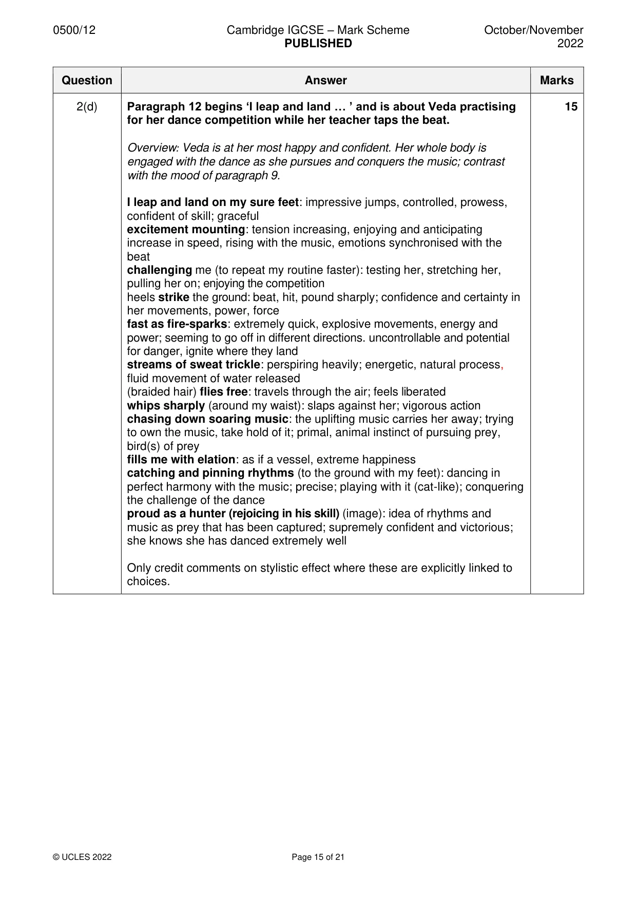 Mark scheme, page 15 of 21