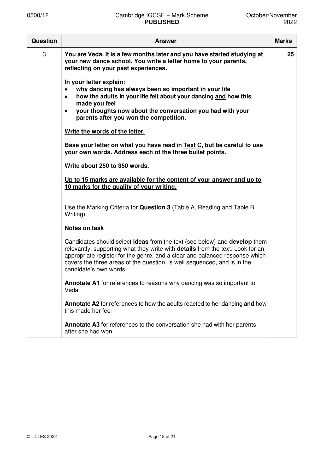 Mark scheme, page 18 of 21