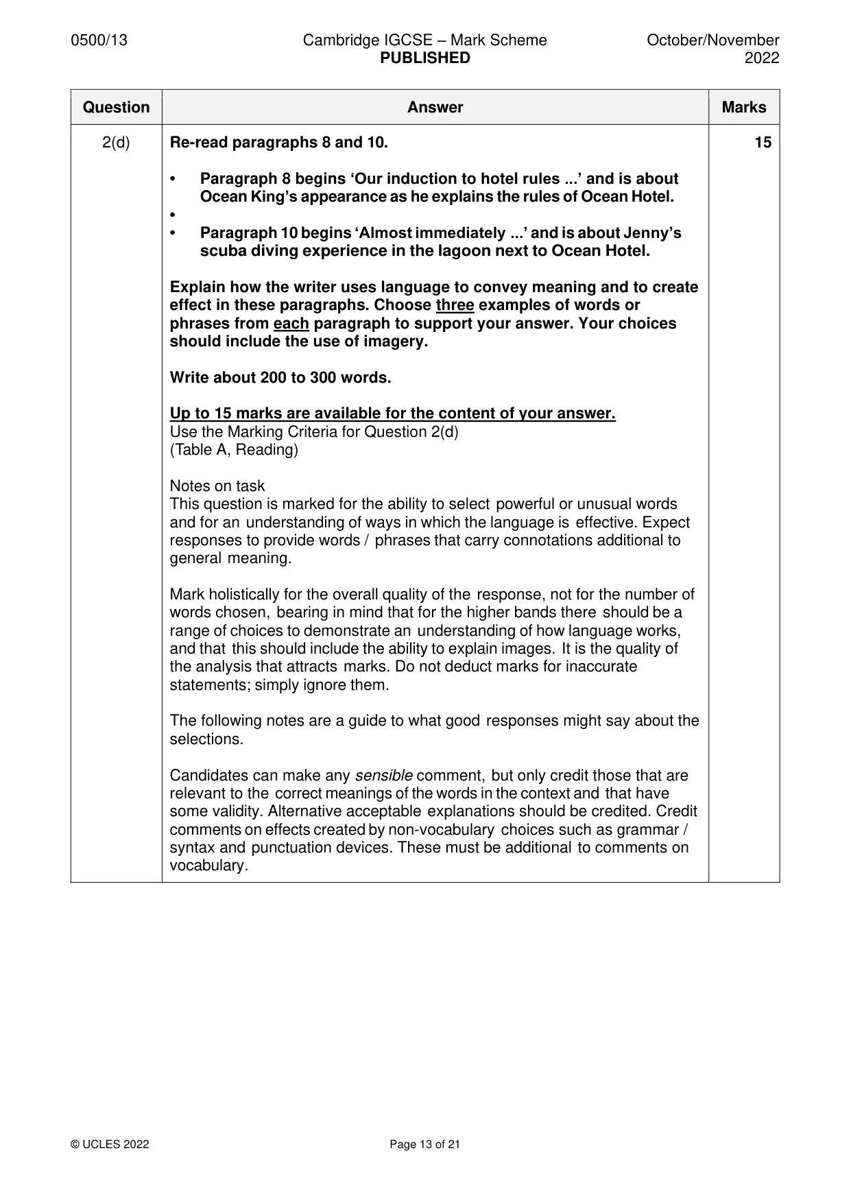 Mark scheme, page 13 of 21